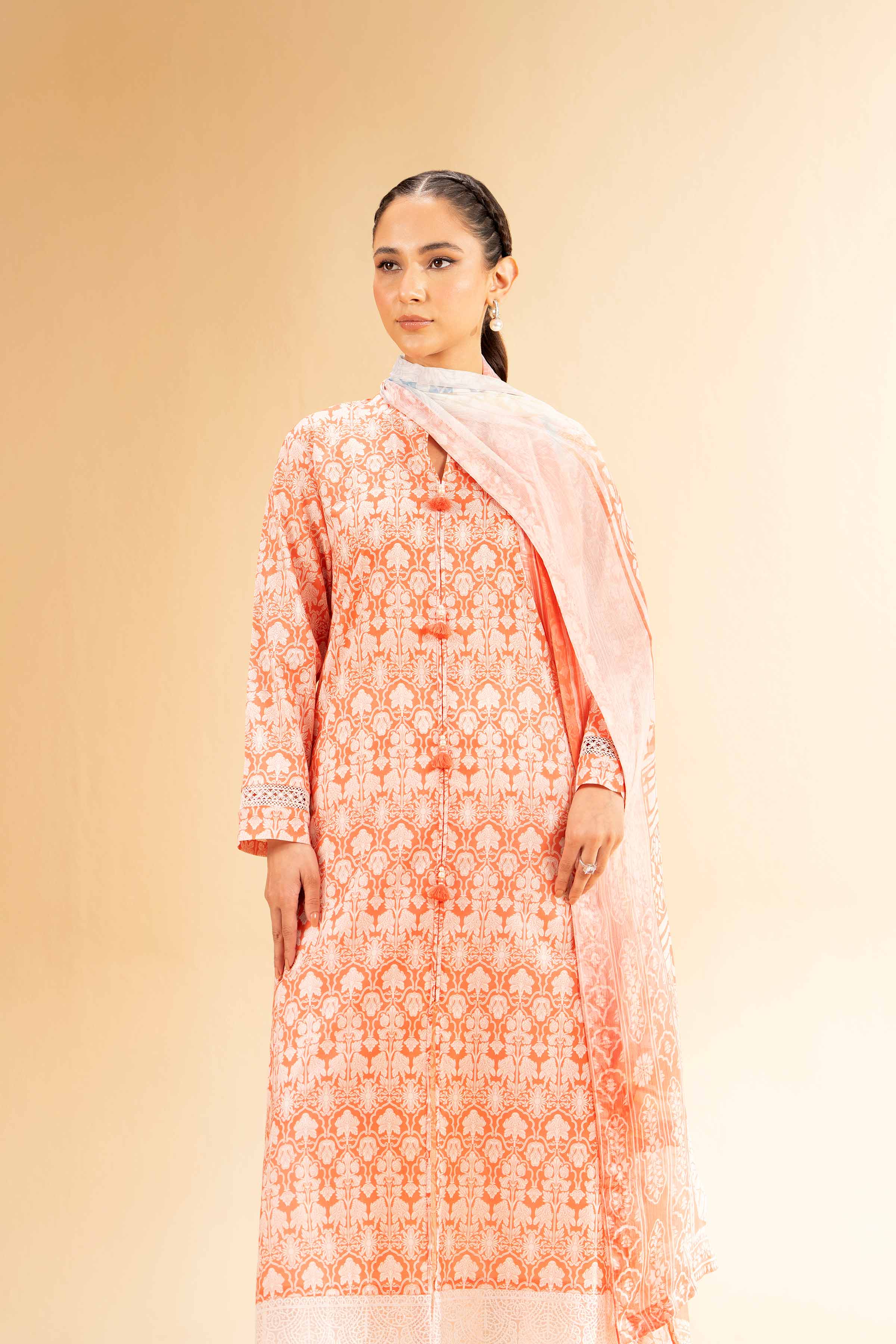 2 Piece - Printed With Laces Suit - 42501268 for Women - Unstitched Collection | Nishat | Shop Online
