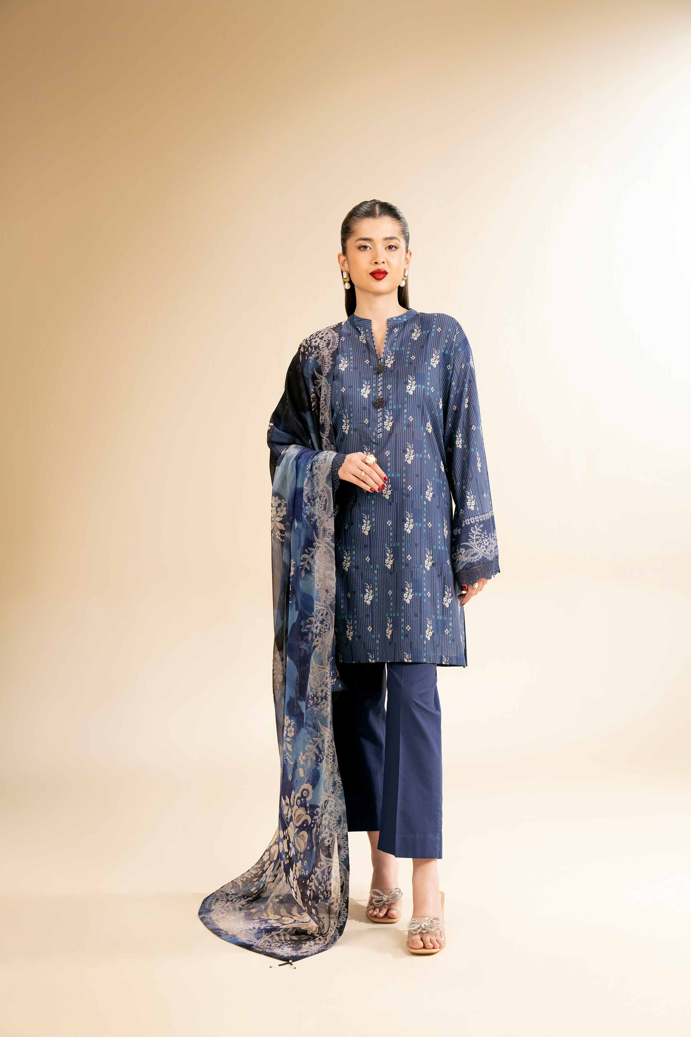 2 Piece - Printed With Laces Suit - 42501269 for Women - Unstitched Collection | Nishat | Shop Online