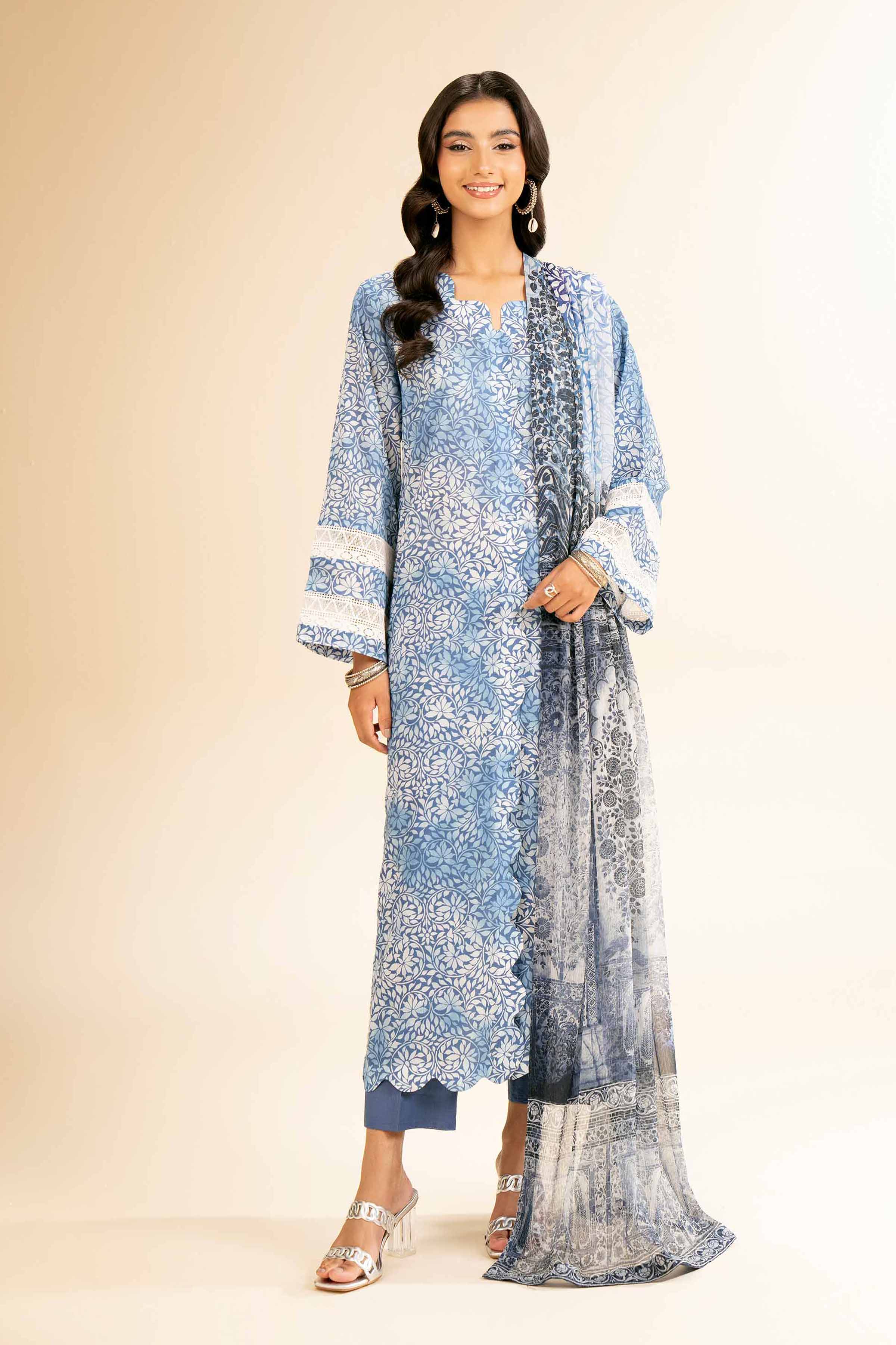 2 Piece - Printed With Laces Suit - 42501271 for Women - Unstitched Collection | Nishat | Shop Online