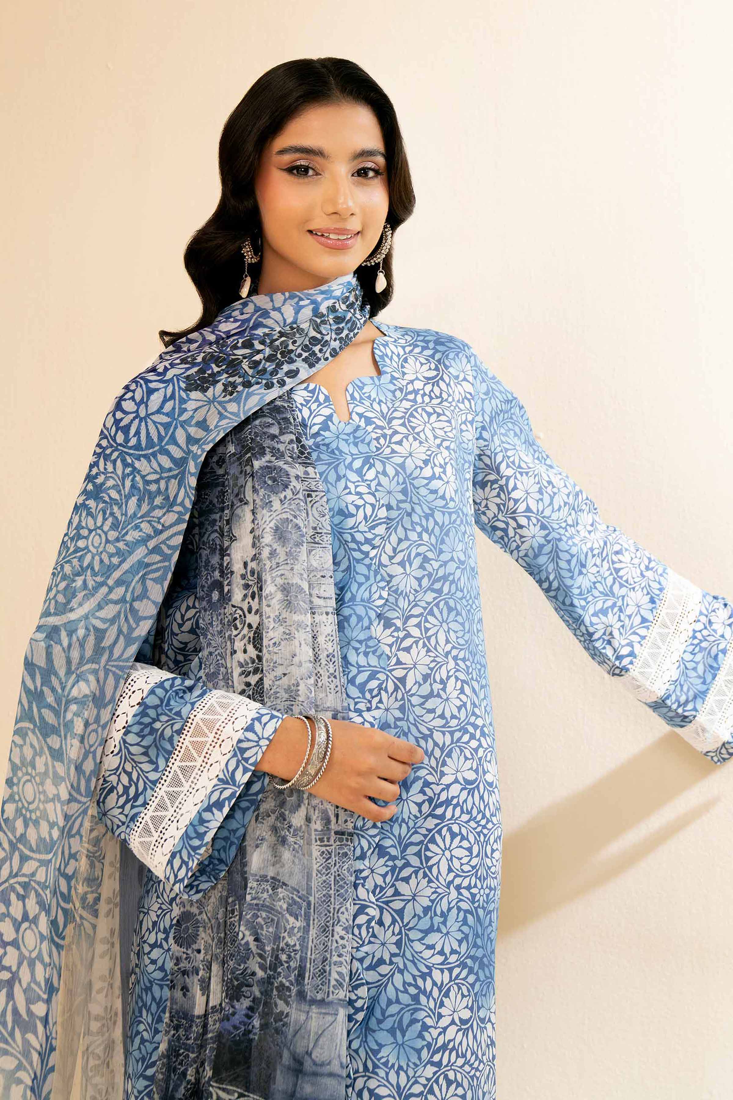 2 Piece - Printed With Laces Suit - 42501271 for Women - Unstitched Collection | Nishat | Shop Online