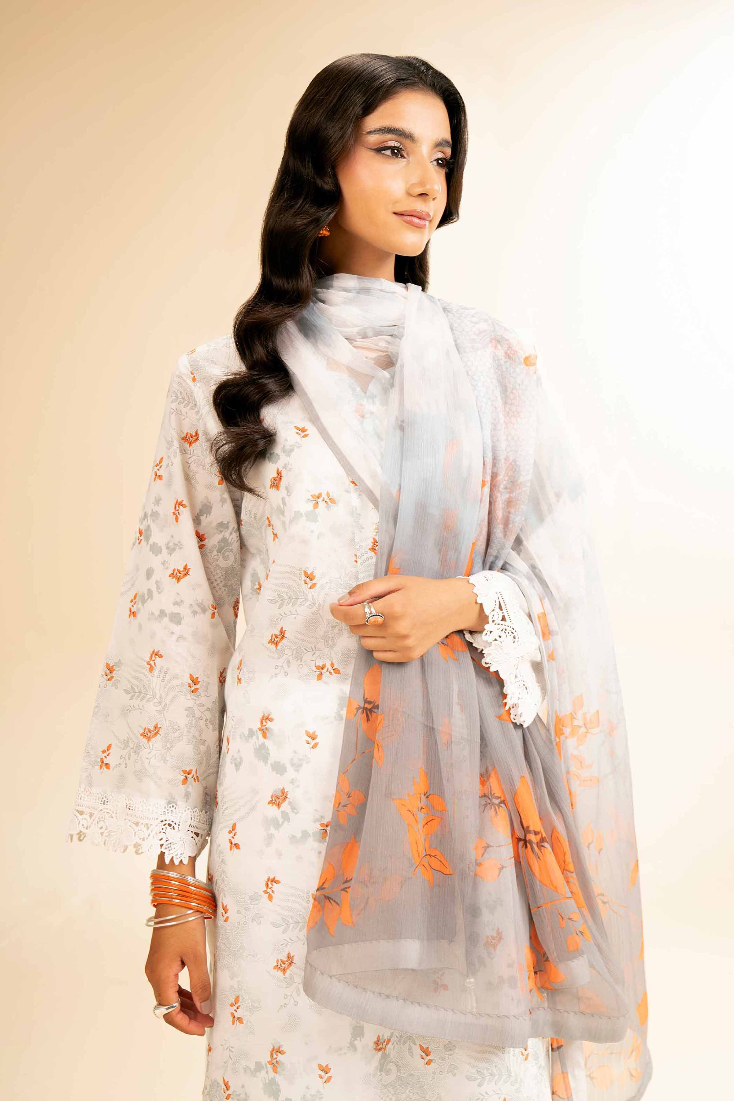 2 Piece - Printed With Laces Suit - 42501272 for Women - Unstitched Collection | Nishat | Shop Online