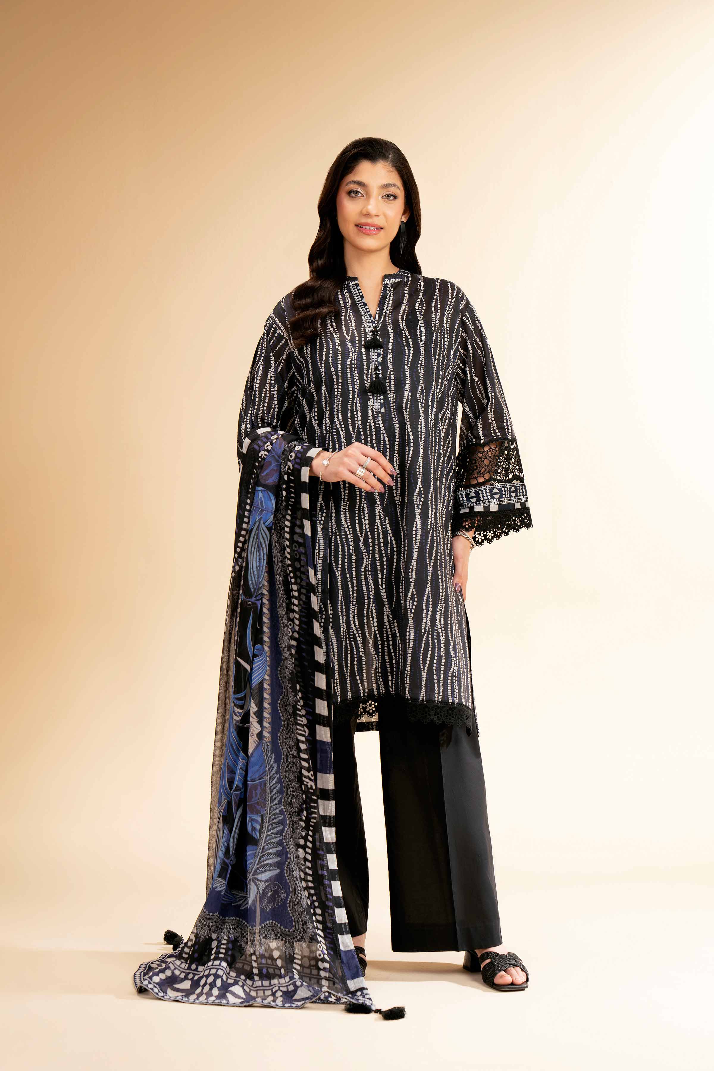 2 Piece - Printed With Laces Suit - 42501273 for Women - Unstitched Collection | Nishat | Shop Online