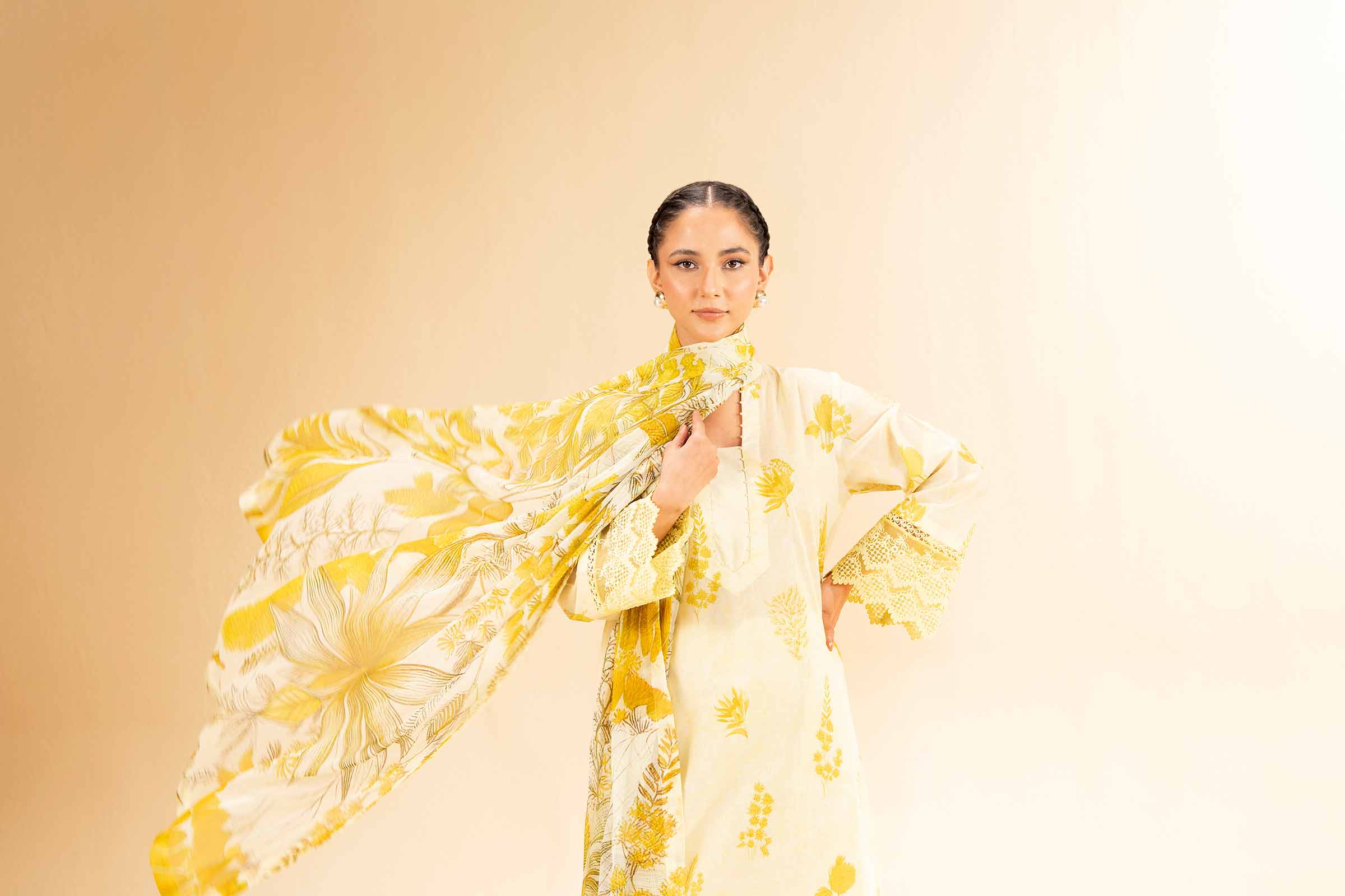 2 Piece - Printed With Laces Suit - 42501274 for Women - Unstitched Collection | Nishat | Shop Online