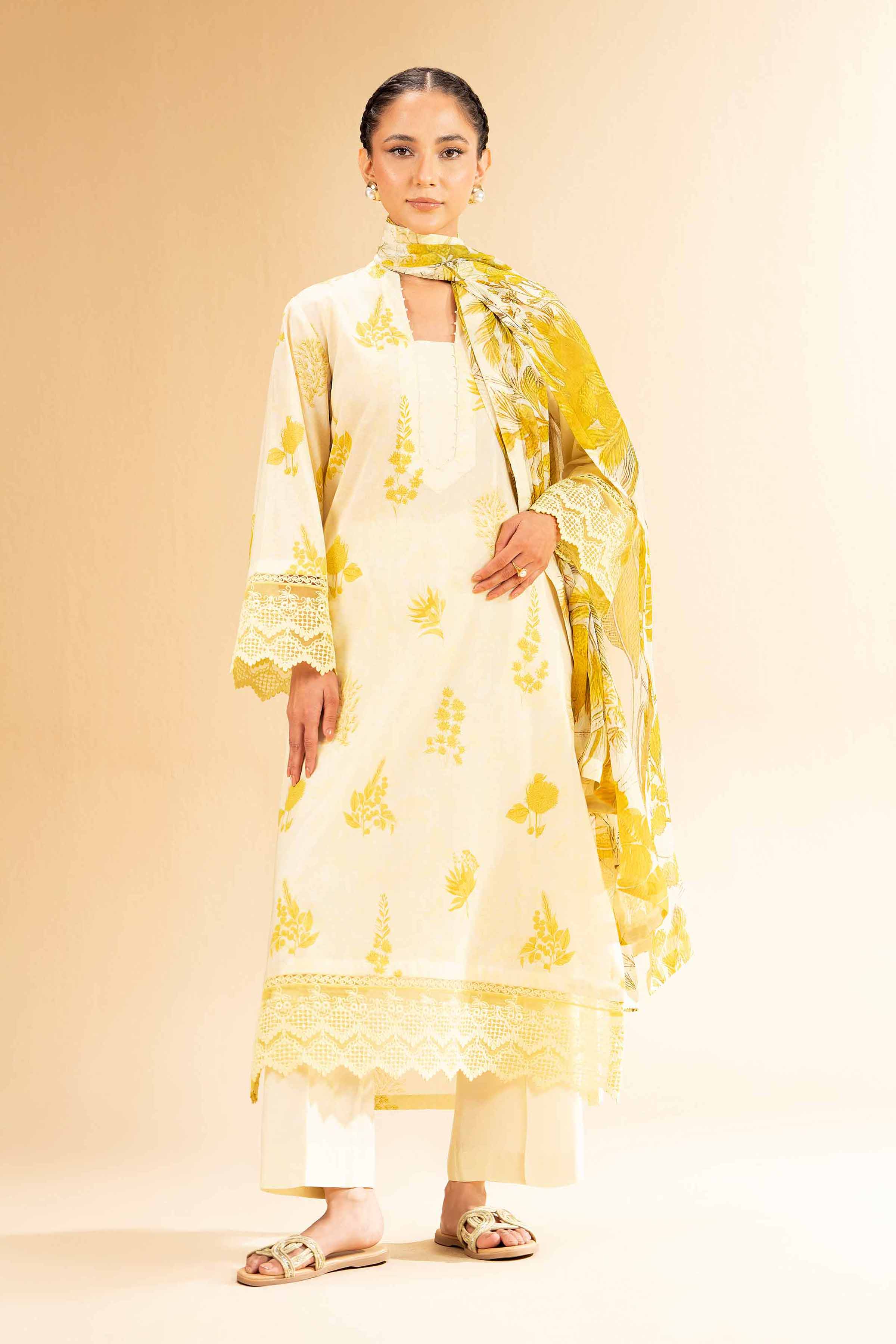 2 Piece - Printed With Laces Suit - 42501274 for Women - Unstitched Collection | Nishat | Shop Online