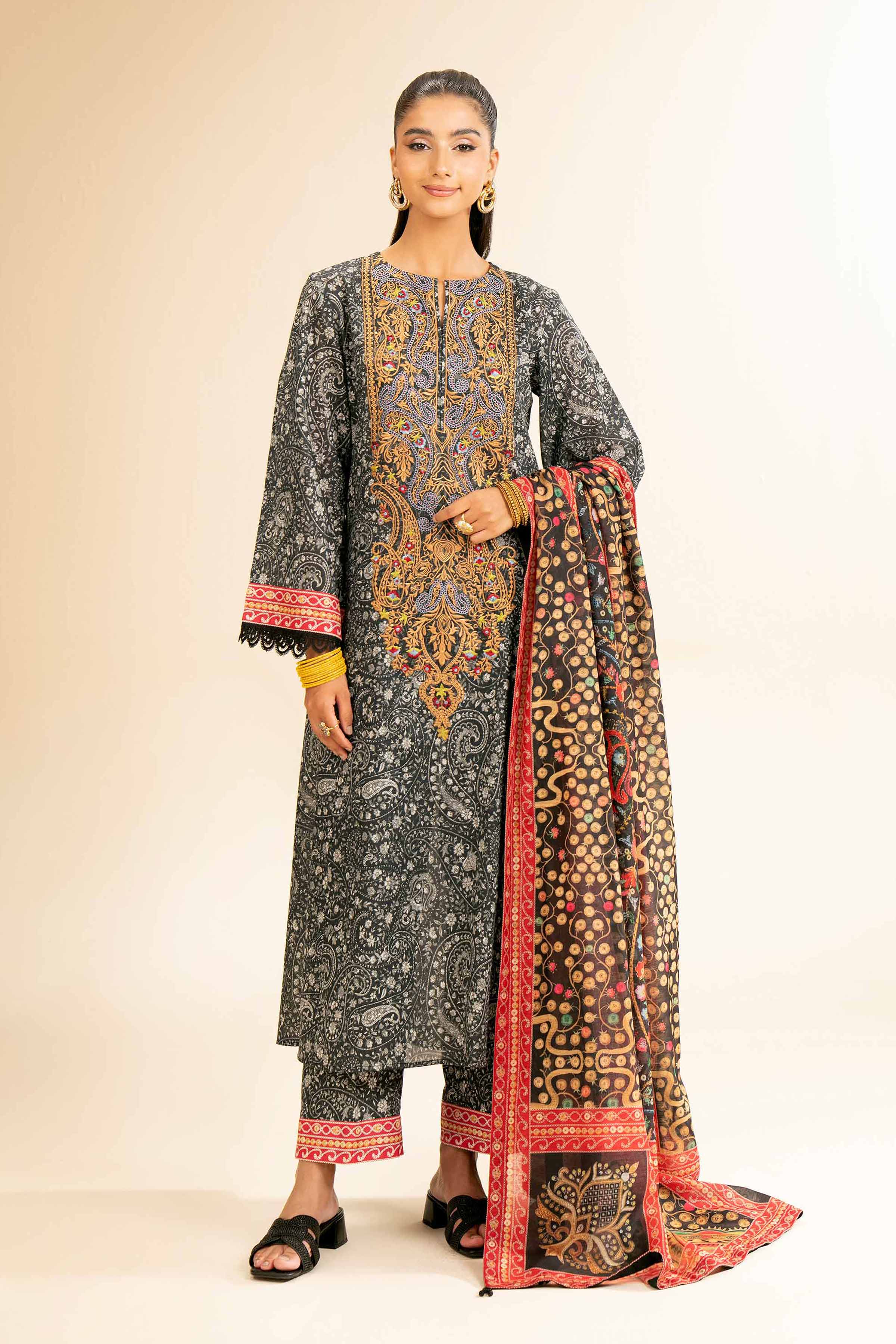 3 Piece - Printed Embroidered Suit - 42501308 for Women - Unstitched Collection | Nishat | Shop Online