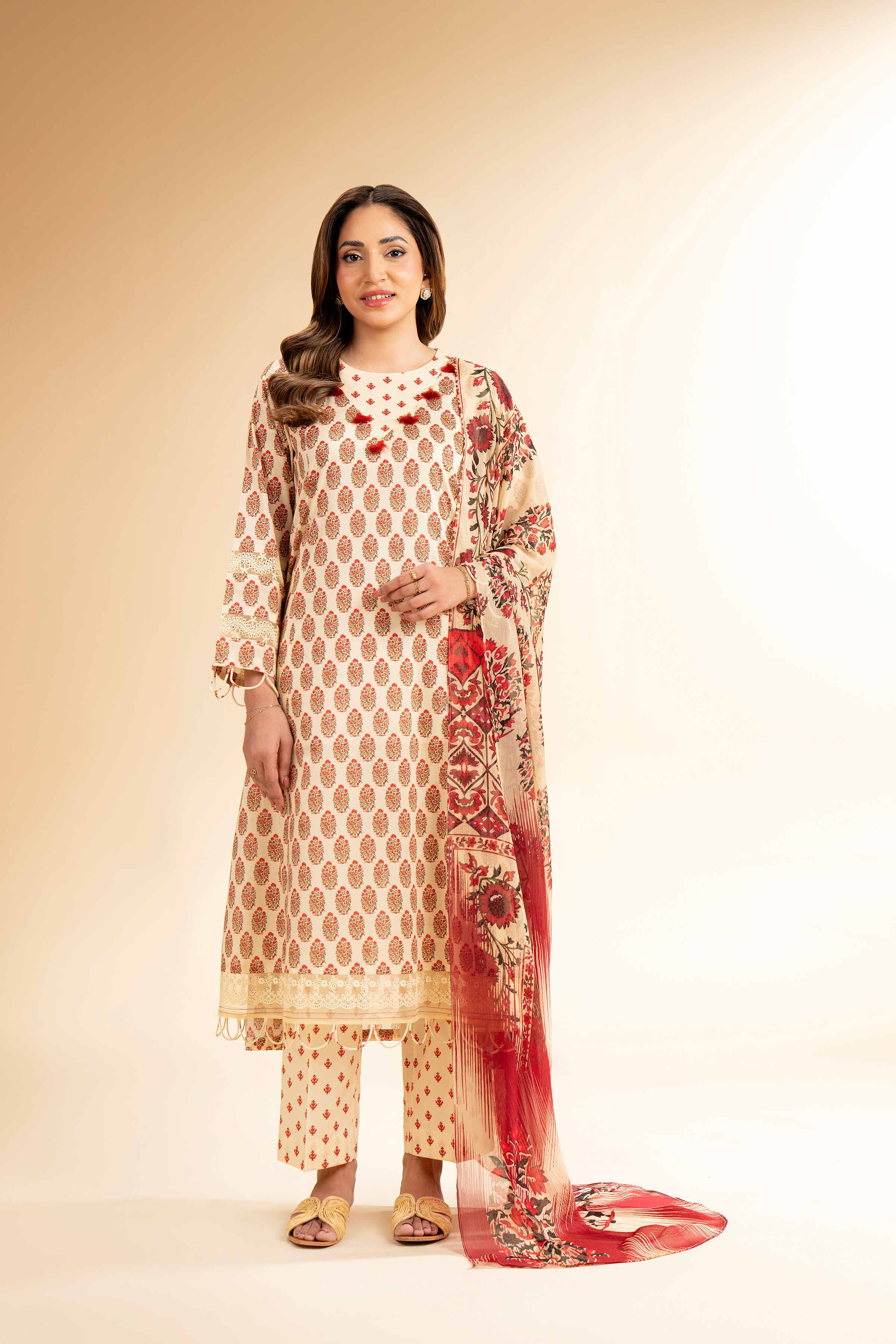 3 Piece - Printed With Laces Suit - 42501327 for Women - Unstitched Collection | Nishat | Shop Online
