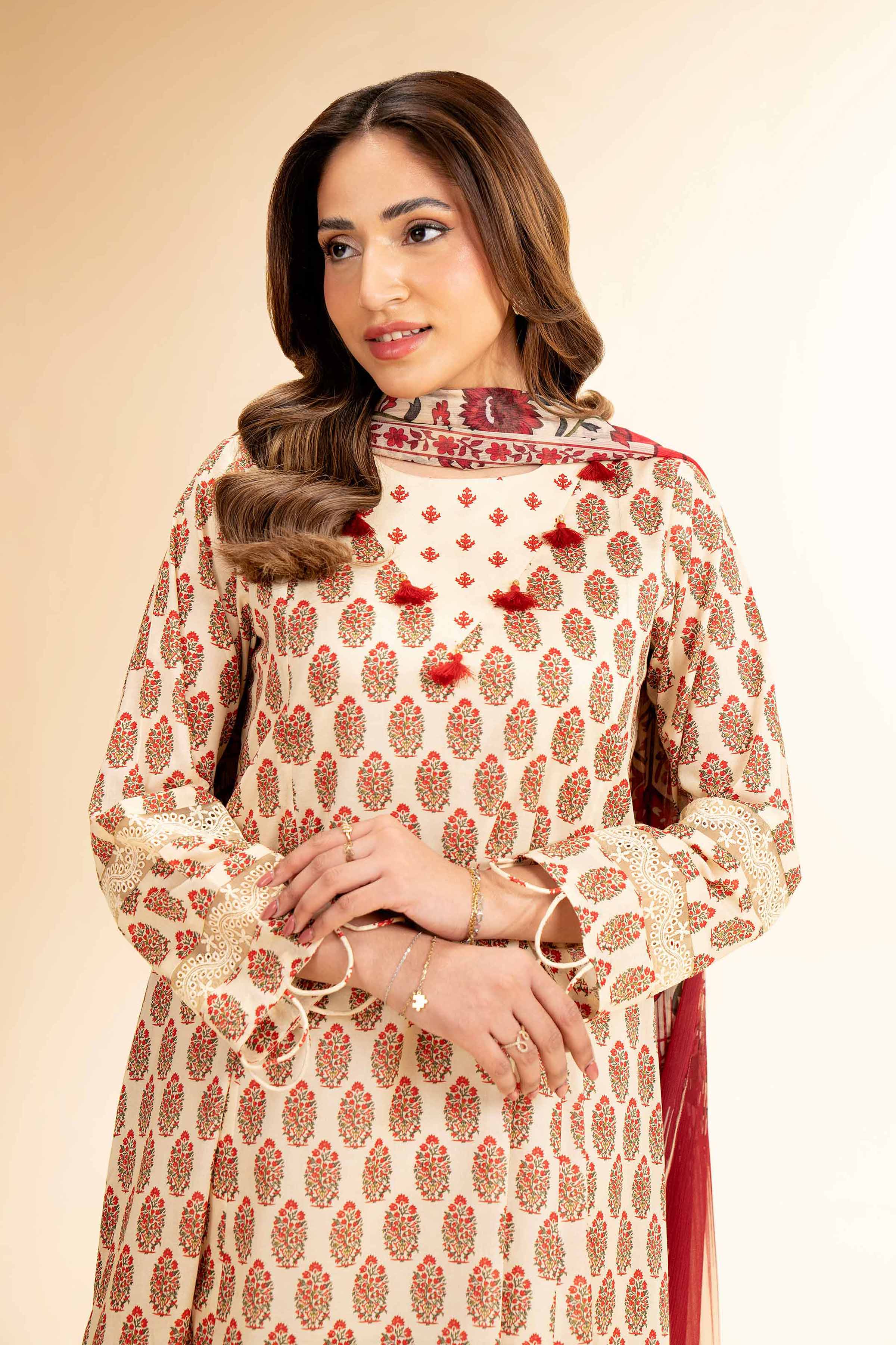 3 Piece - Printed With Laces Suit - 42501327 for Women - Unstitched Collection | Nishat | Shop Online