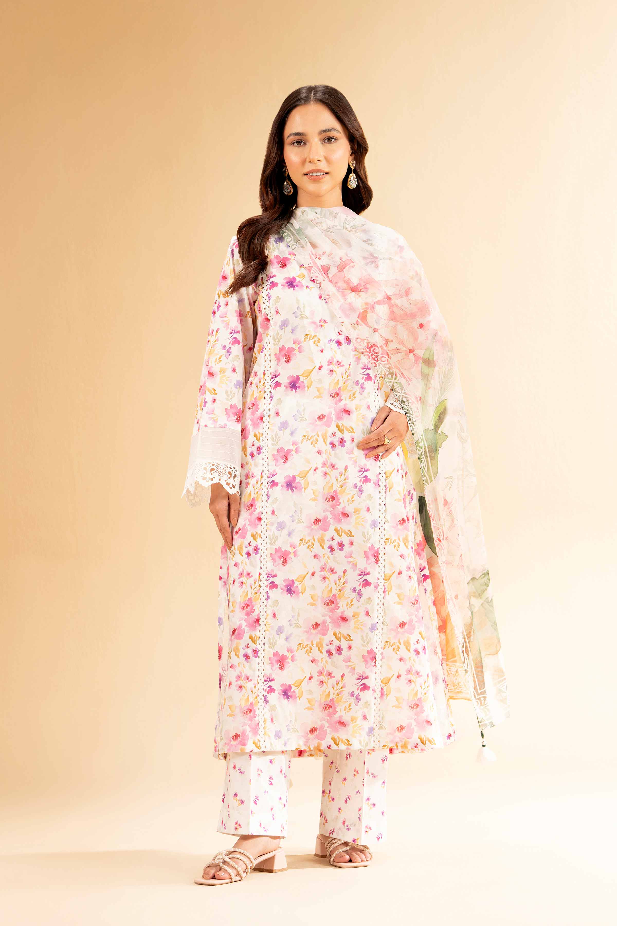 3 Piece - Printed With Laces Suit - 42501328 for Women - Unstitched Collection | Nishat | Shop Online