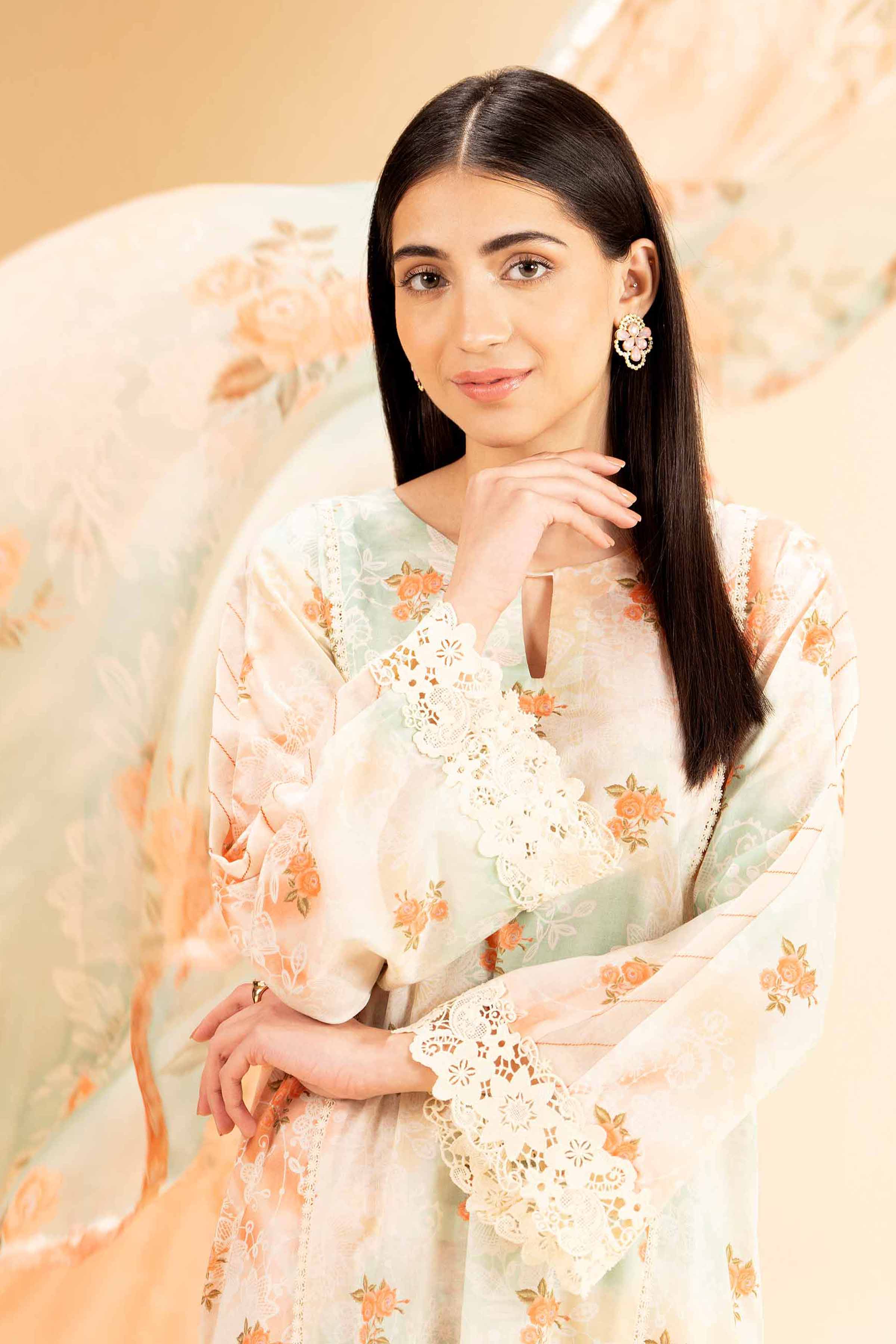 3 Piece - Printed With Laces Suit - 42501329 for Women - Unstitched Collection | Nishat | Shop Online