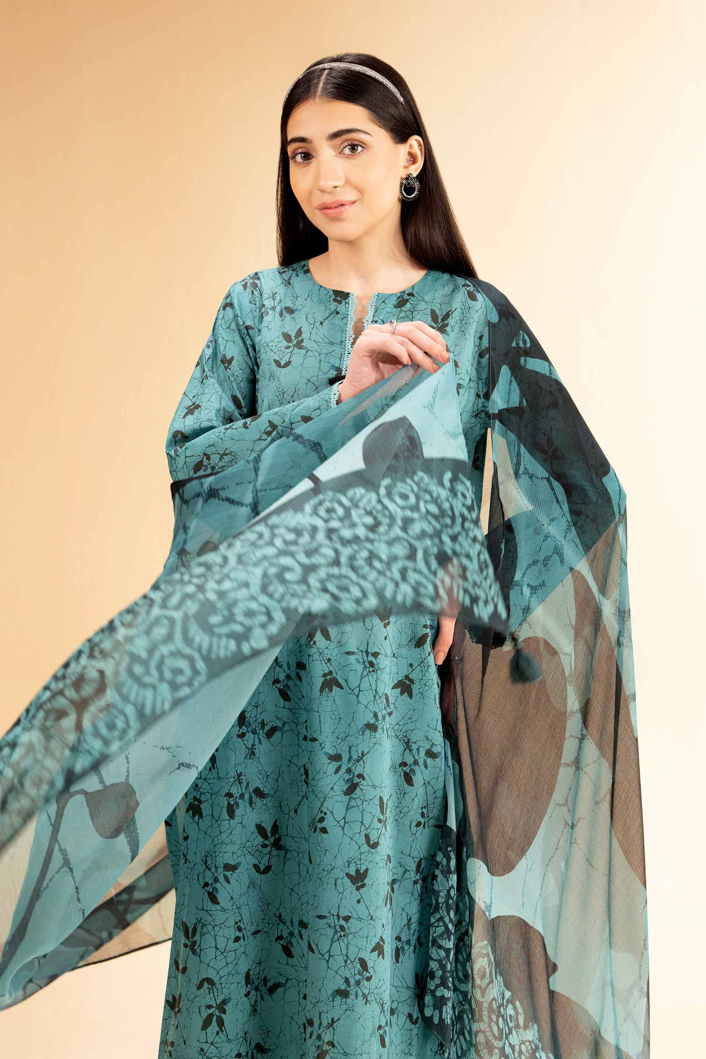 3 Piece - Printed With Laces Suit - 42501330 for Women - Unstitched Collection | Nishat | Shop Online
