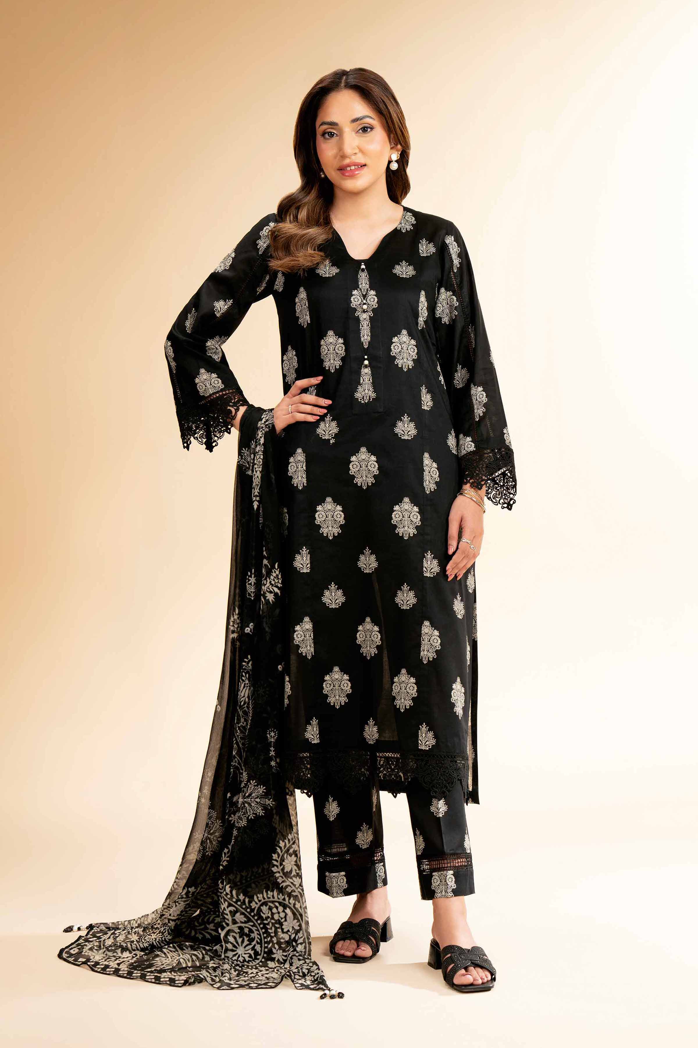 3 Piece - Printed With Laces Suit - 42501331 for Women - Unstitched Collection | Nishat | Shop Online