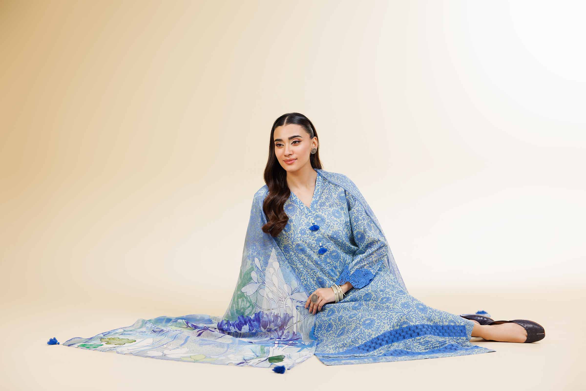 3 Piece - Printed With Laces Suit - 42501333 for Women - Unstitched Collection | Nishat | Shop Online