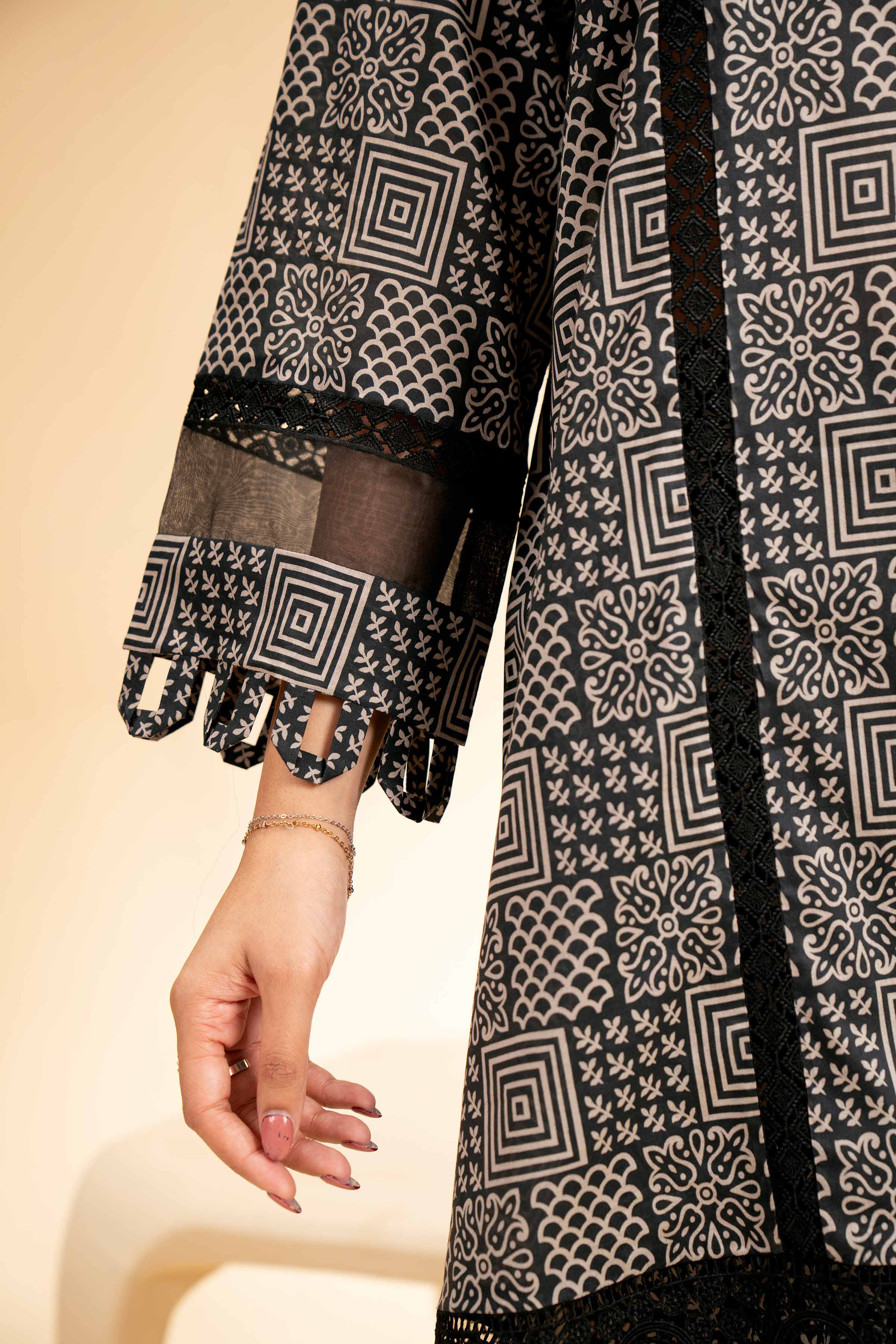 3 Piece - Printed With Laces Suit - 42501334 for Women - Unstitched Collection | Nishat | Shop Online