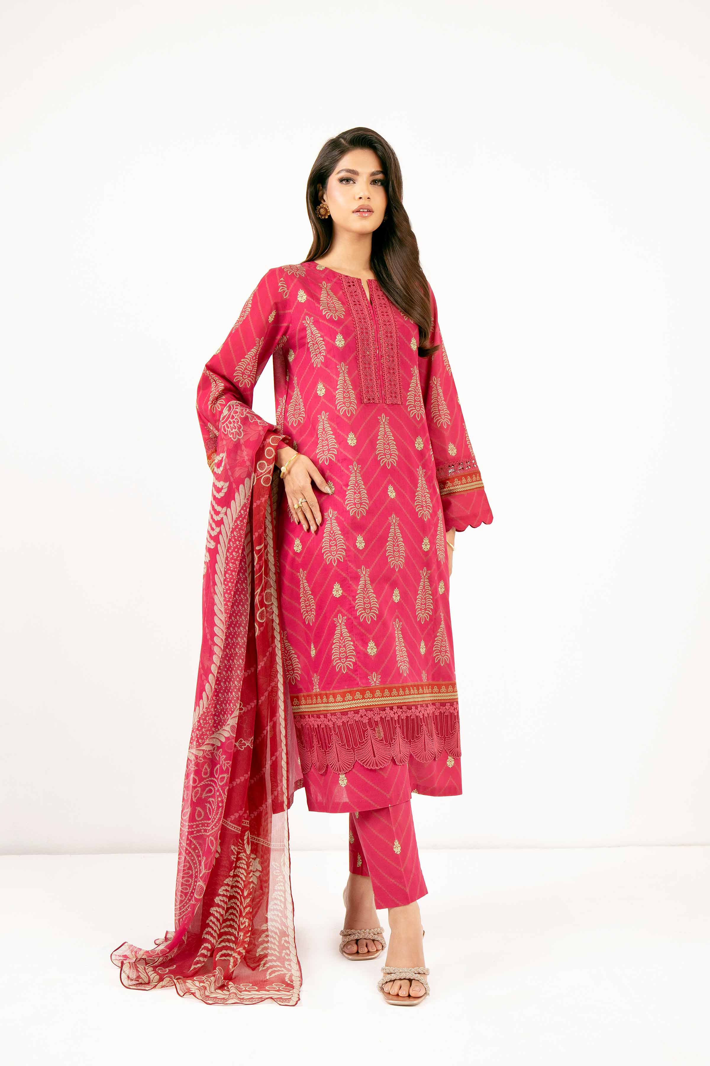 3 Piece - Printed With Laces Suit - 42501335 for Women - Unstitched Collection | Nishat | Shop Online
