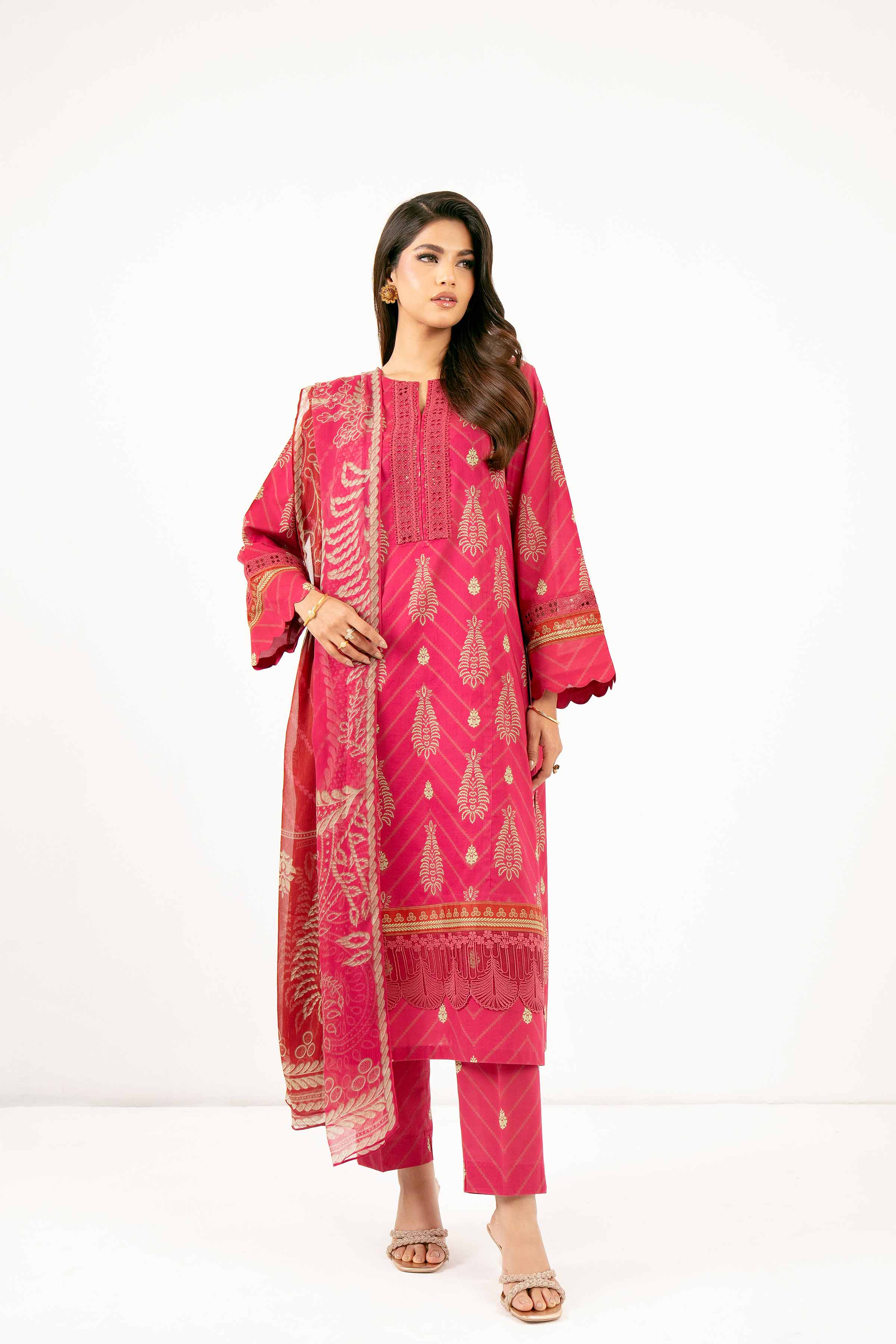 3 Piece - Printed With Laces Suit - 42501335 for Women - Unstitched Collection | Nishat | Shop Online