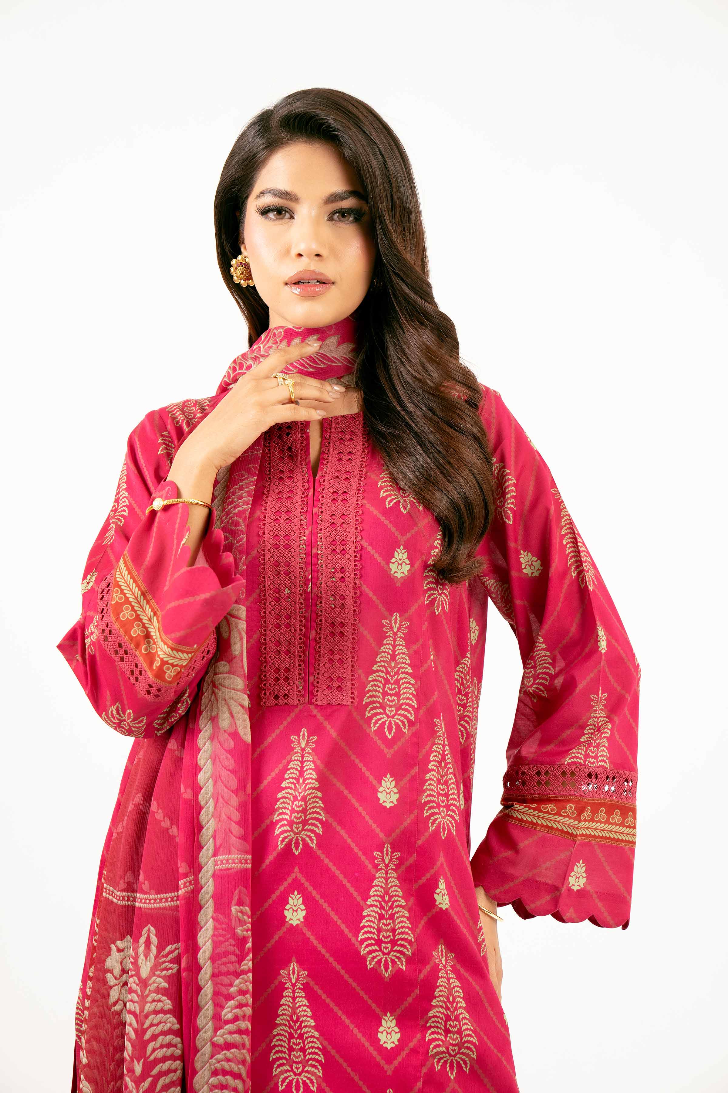 3 Piece - Printed With Laces Suit - 42501335 for Women - Unstitched Collection | Nishat | Shop Online