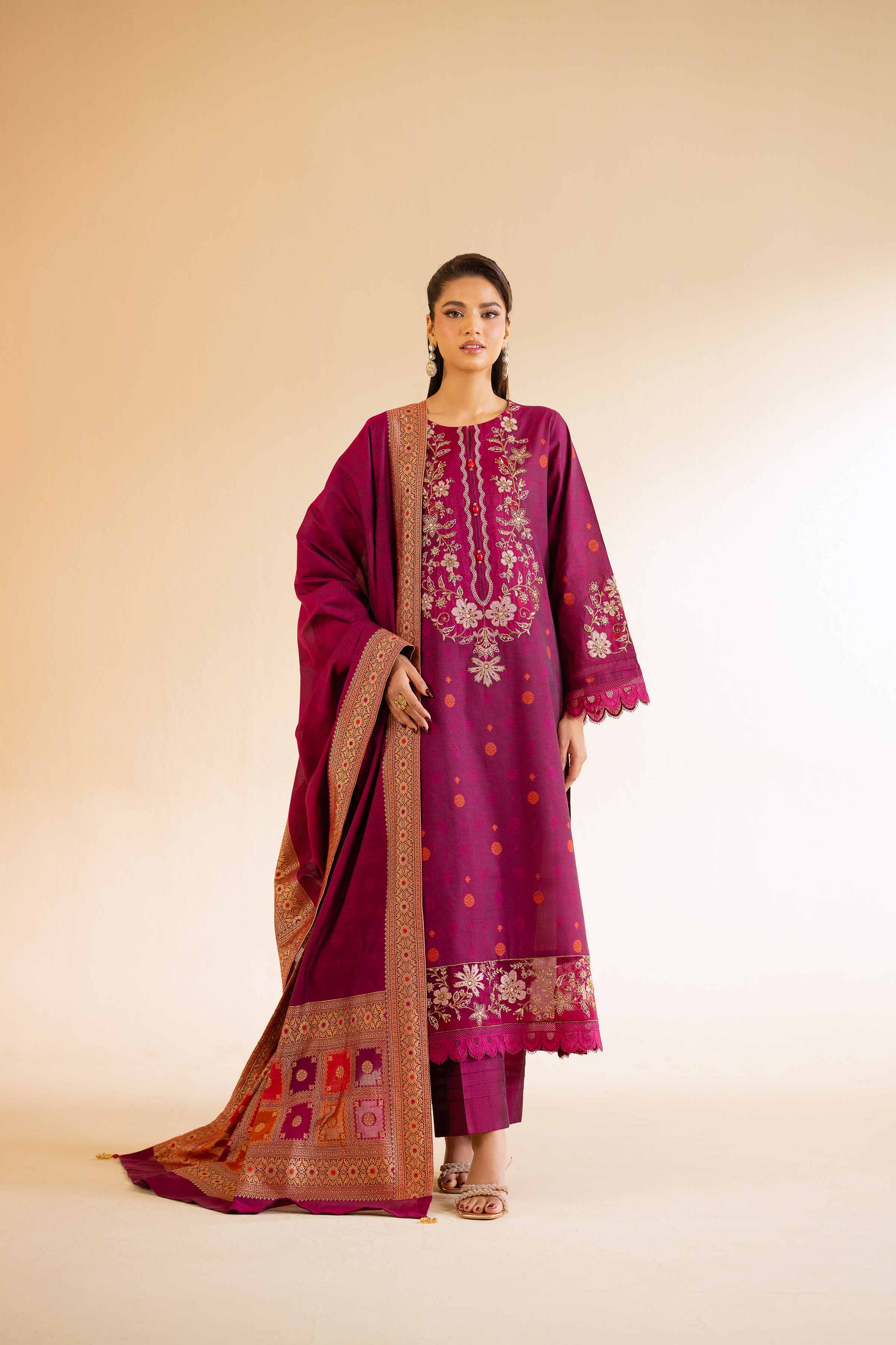 3 Piece - Jacquard Embroidered Suit - 42501399 for Women - Unstitched Collection | Nishat | Shop Online