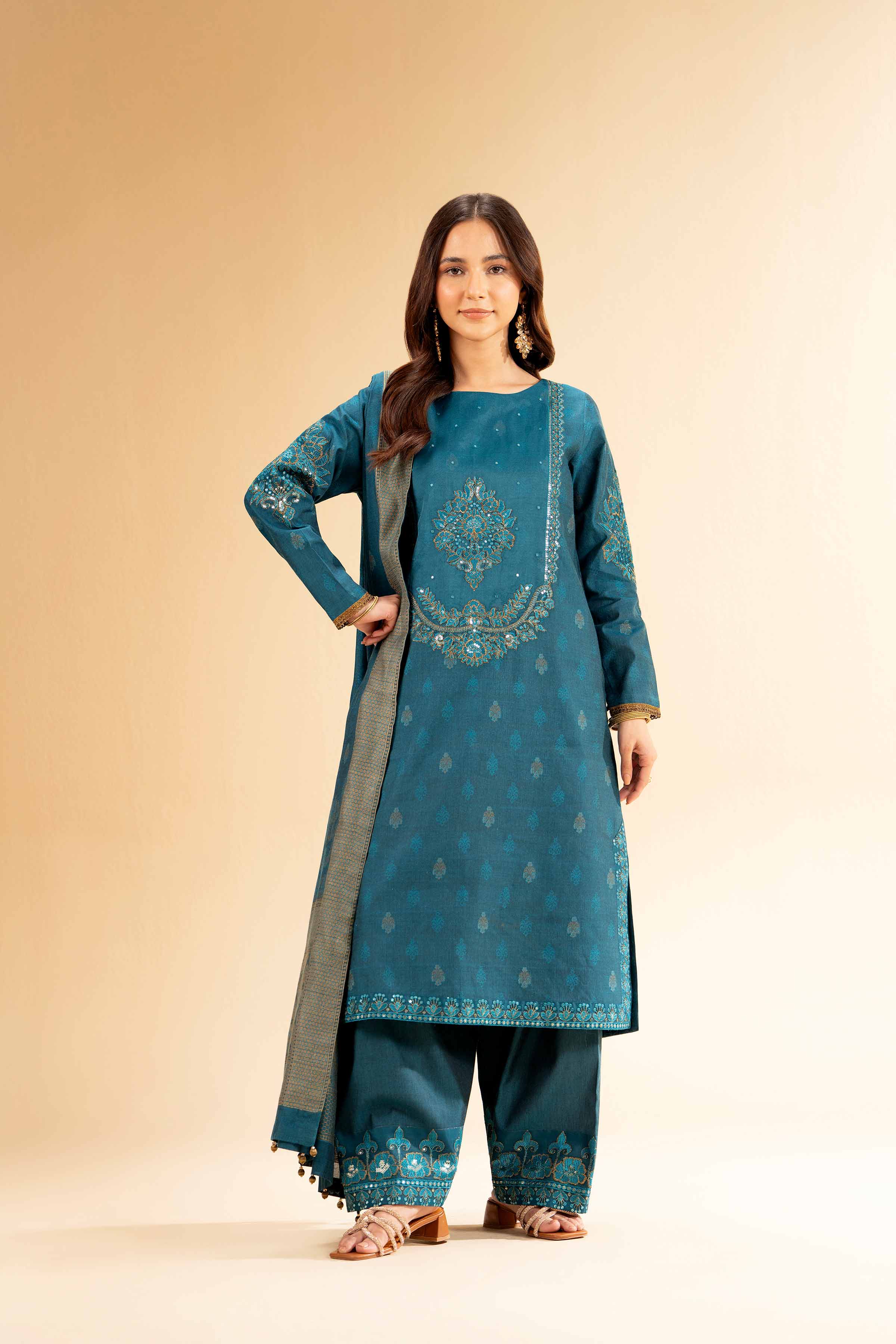 3 Piece - Jacquard Embroidered Suit - 42501402 for Women - Unstitched Collection | Nishat | Shop Online