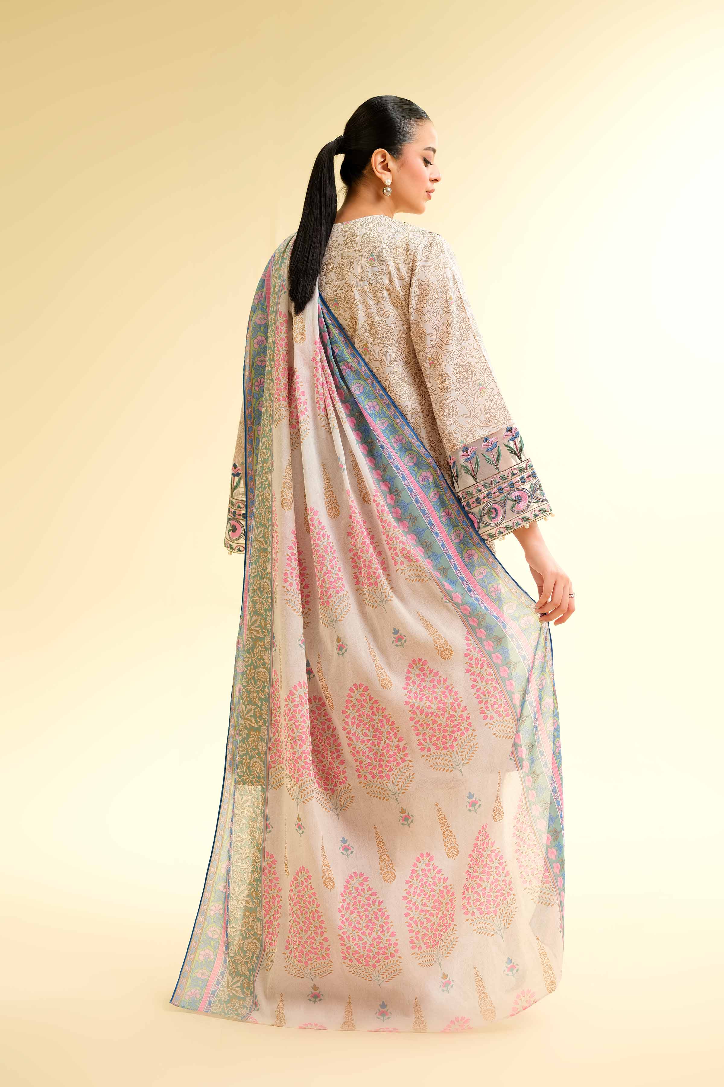 3 Piece - Gold Printed Embroidered Suit - 42501416 for Women - Unstitched Collection | Nishat | Shop Online