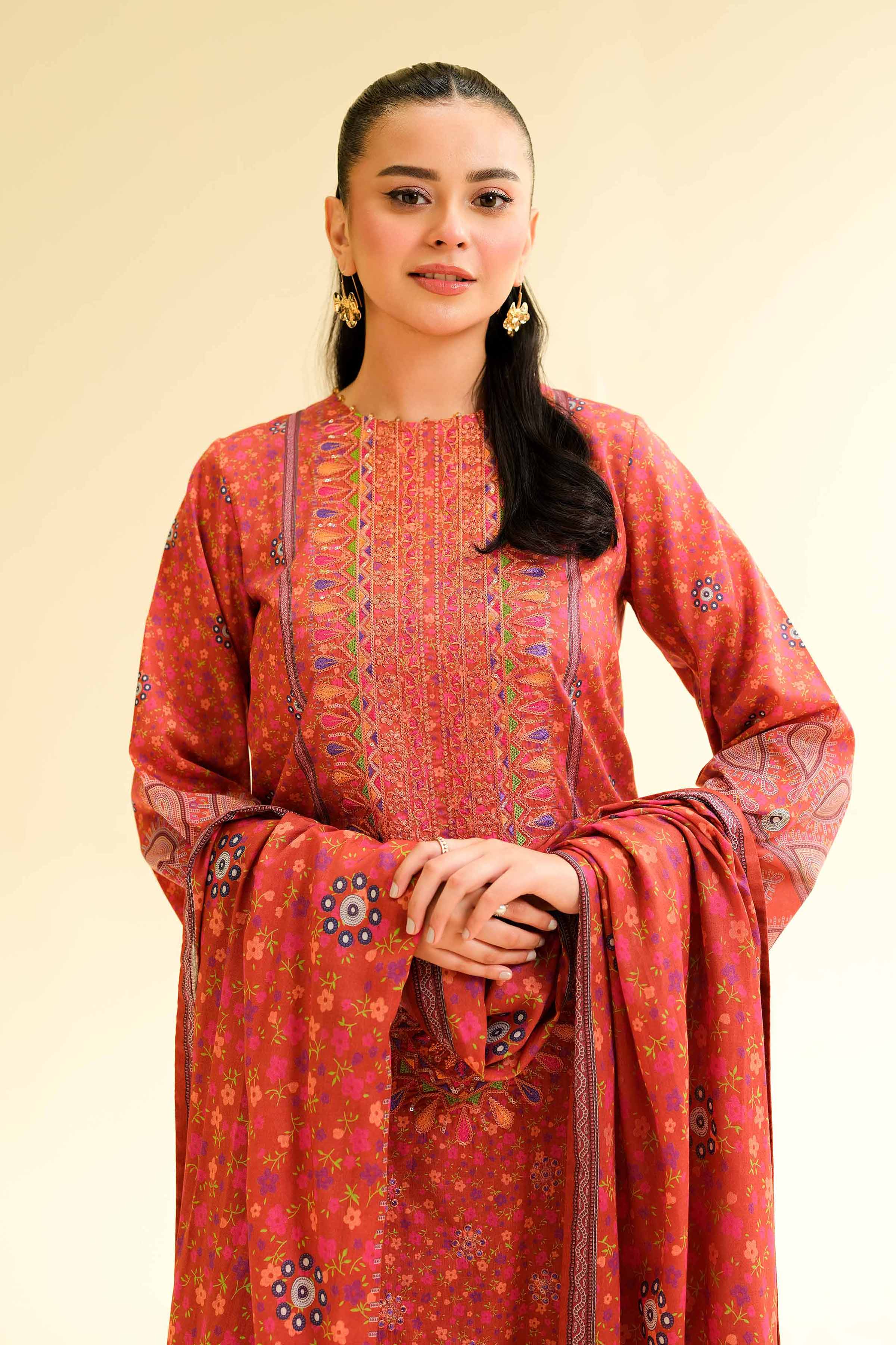 3 Piece - Digital Printed Embroidered Suit - 42501427 for Women - Unstitched Collection | Nishat | Shop Online