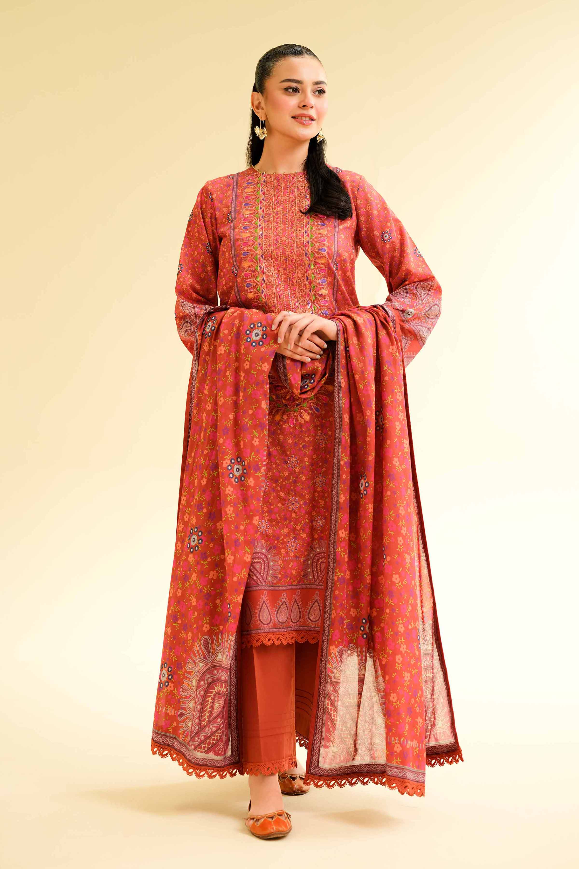 3 Piece - Digital Printed Embroidered Suit - 42501427 for Women - Unstitched Collection | Nishat | Shop Online