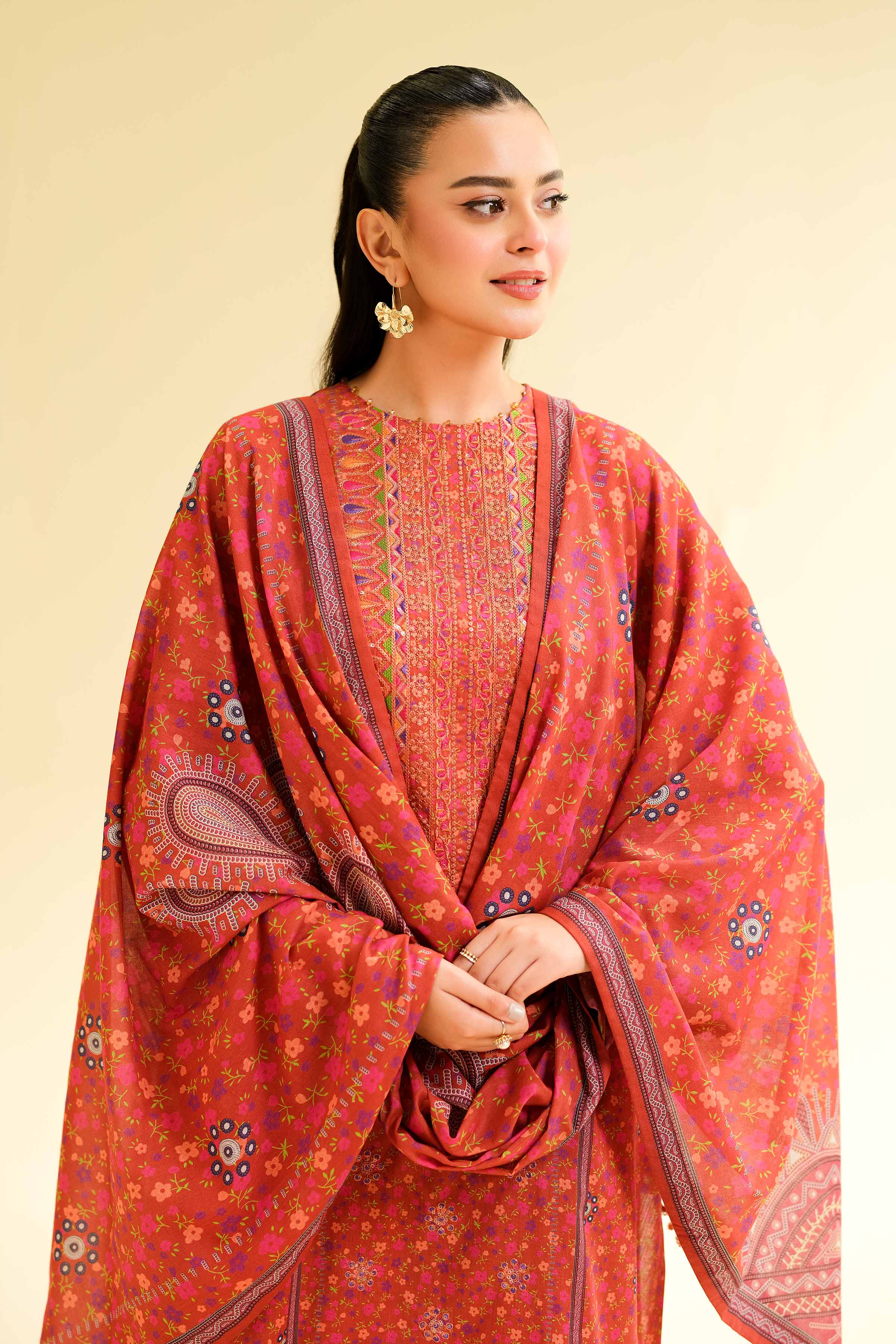 3 Piece - Digital Printed Embroidered Suit - 42501427 for Women - Unstitched Collection | Nishat | Shop Online