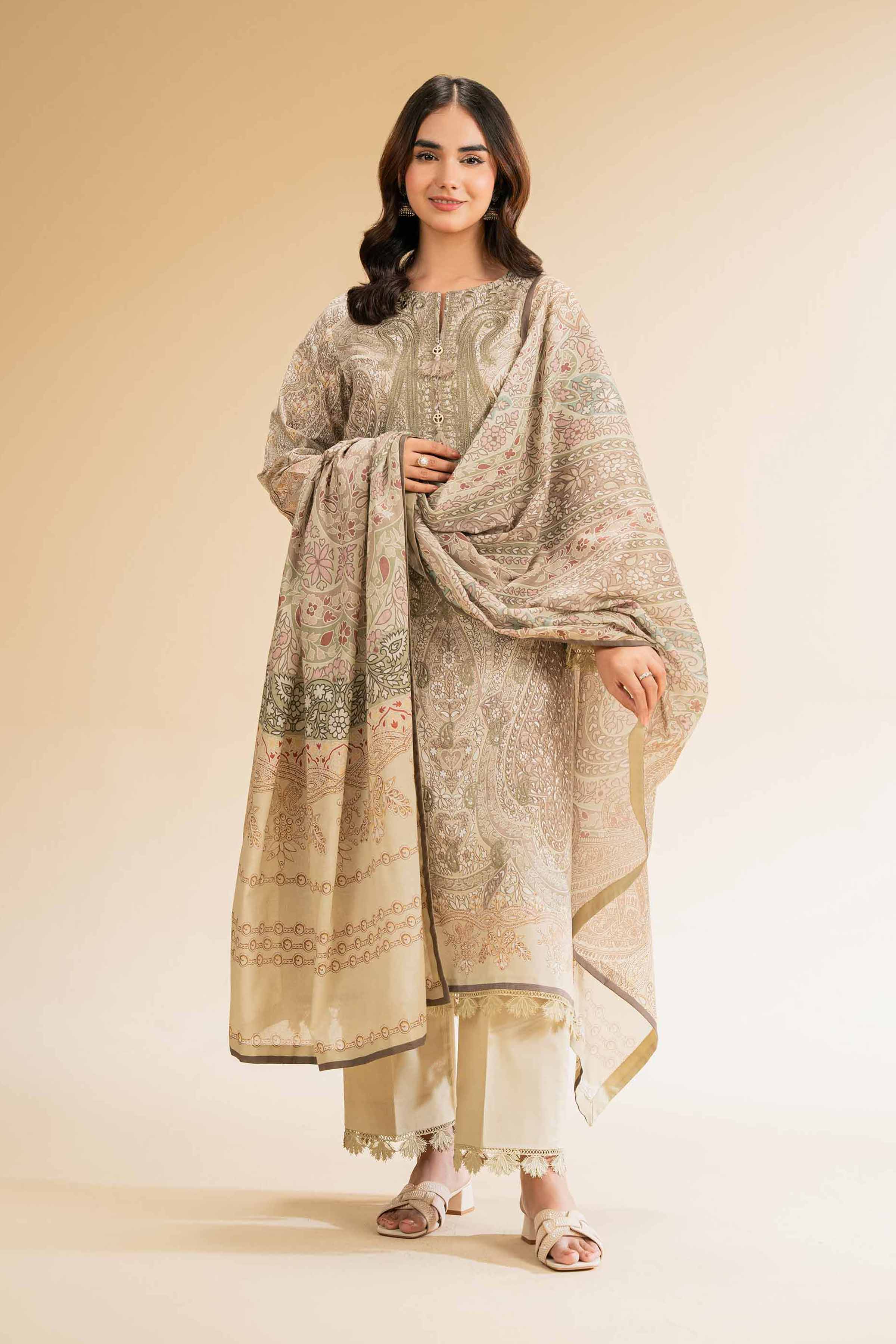 3 Piece - Digital Printed Embroidered Suit - 42501432 for Women - Unstitched Collection | Nishat | Shop Online