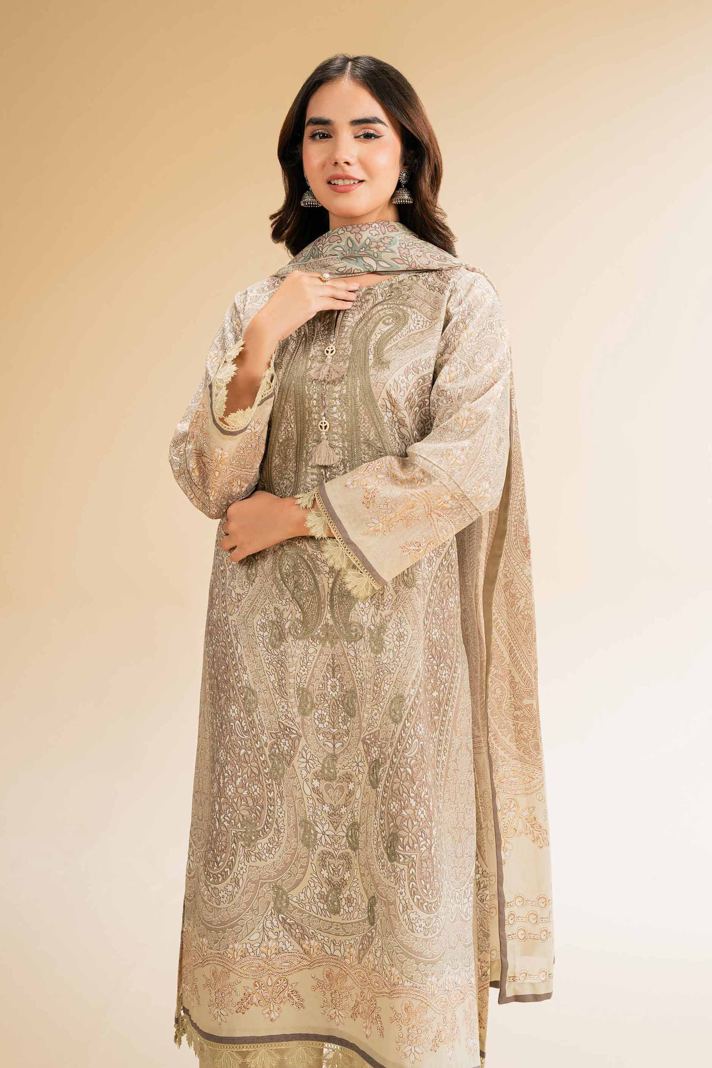 3 Piece - Digital Printed Embroidered Suit - 42501432 for Women - Unstitched Collection | Nishat | Shop Online