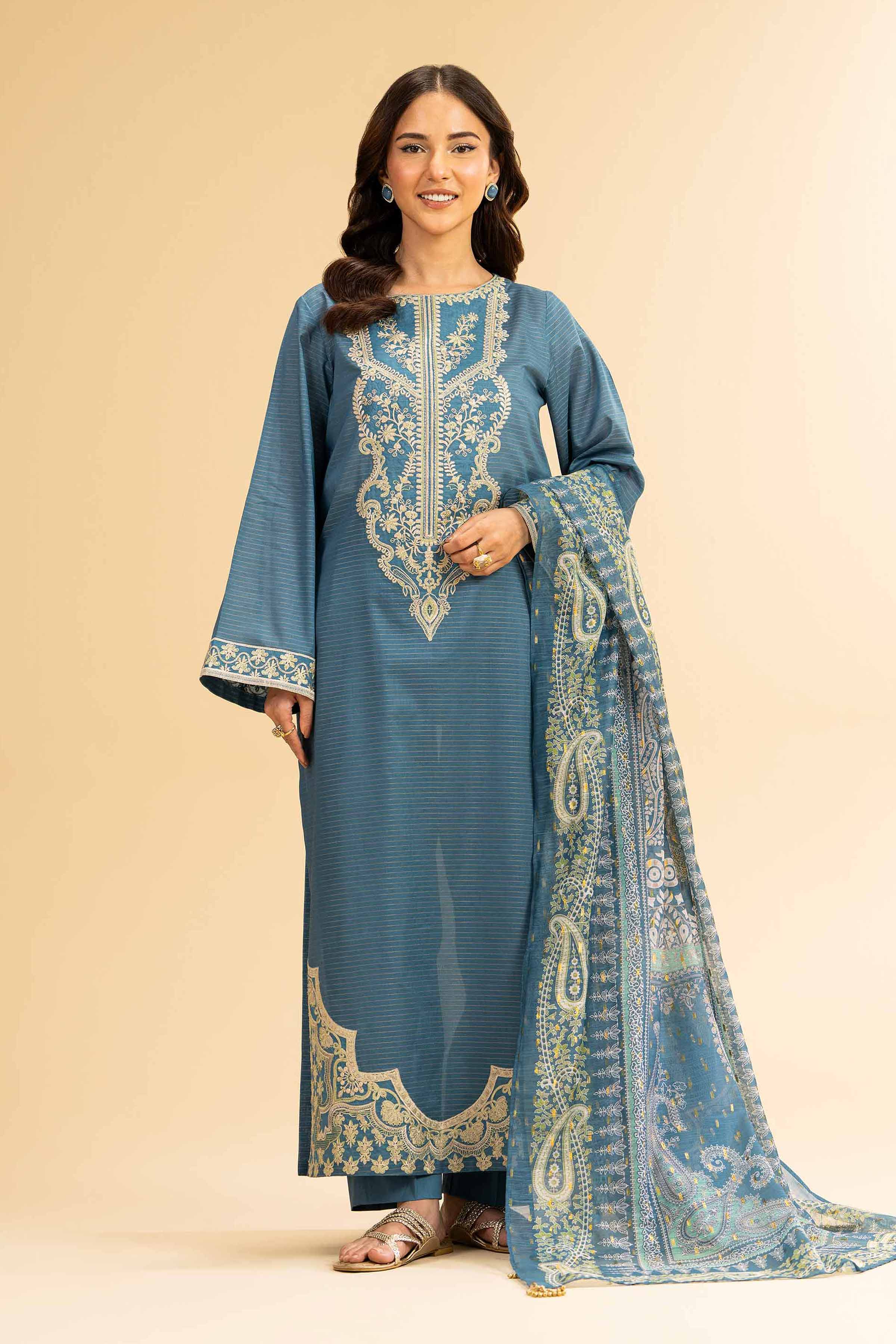 3 Piece - Embroidered Suit - 42501439 for Women - Unstitched Collection | Nishat | Shop Online