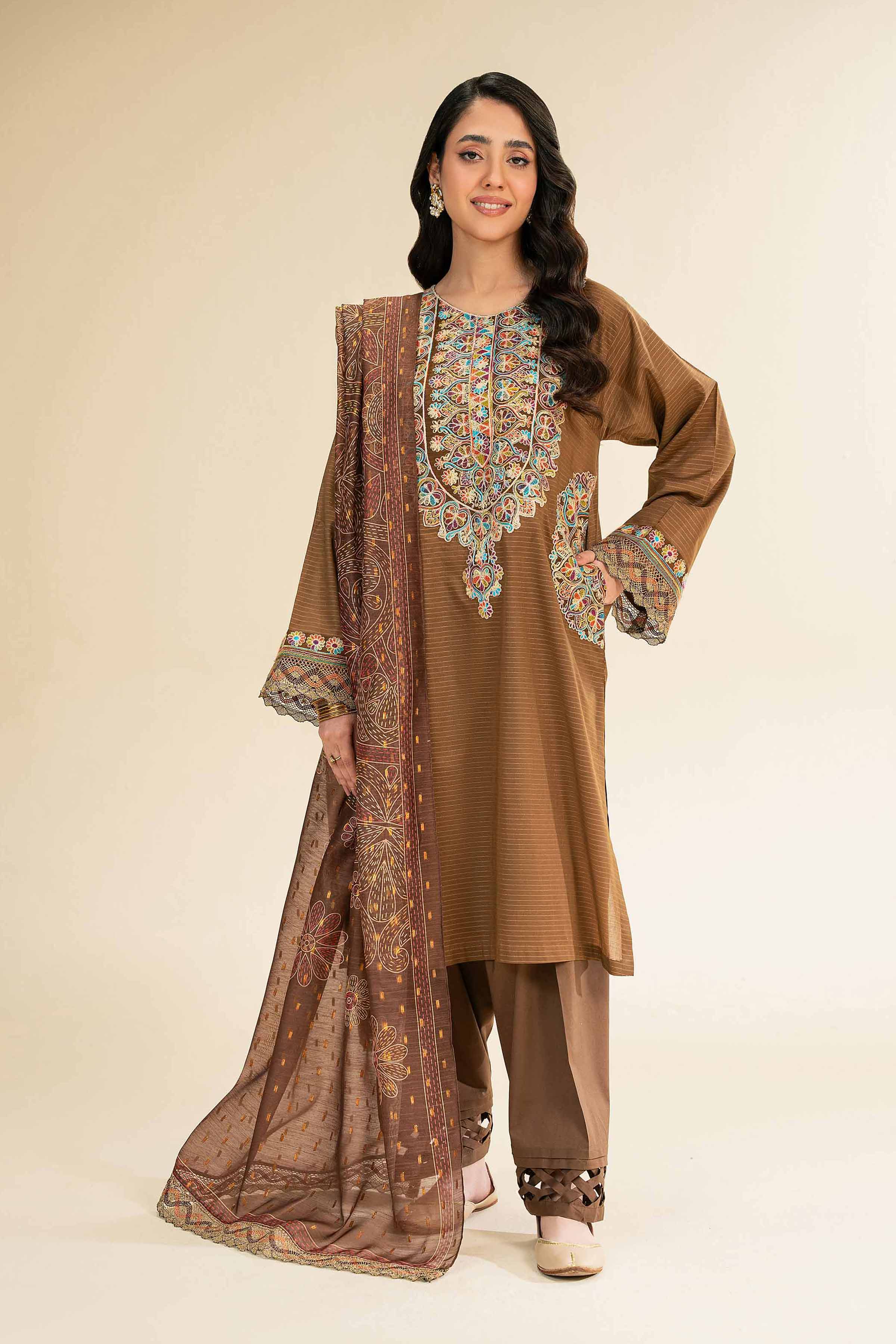 3 Piece - Embroidered Suit - 42501444 for Women - Unstitched Collection | Nishat | Shop Online