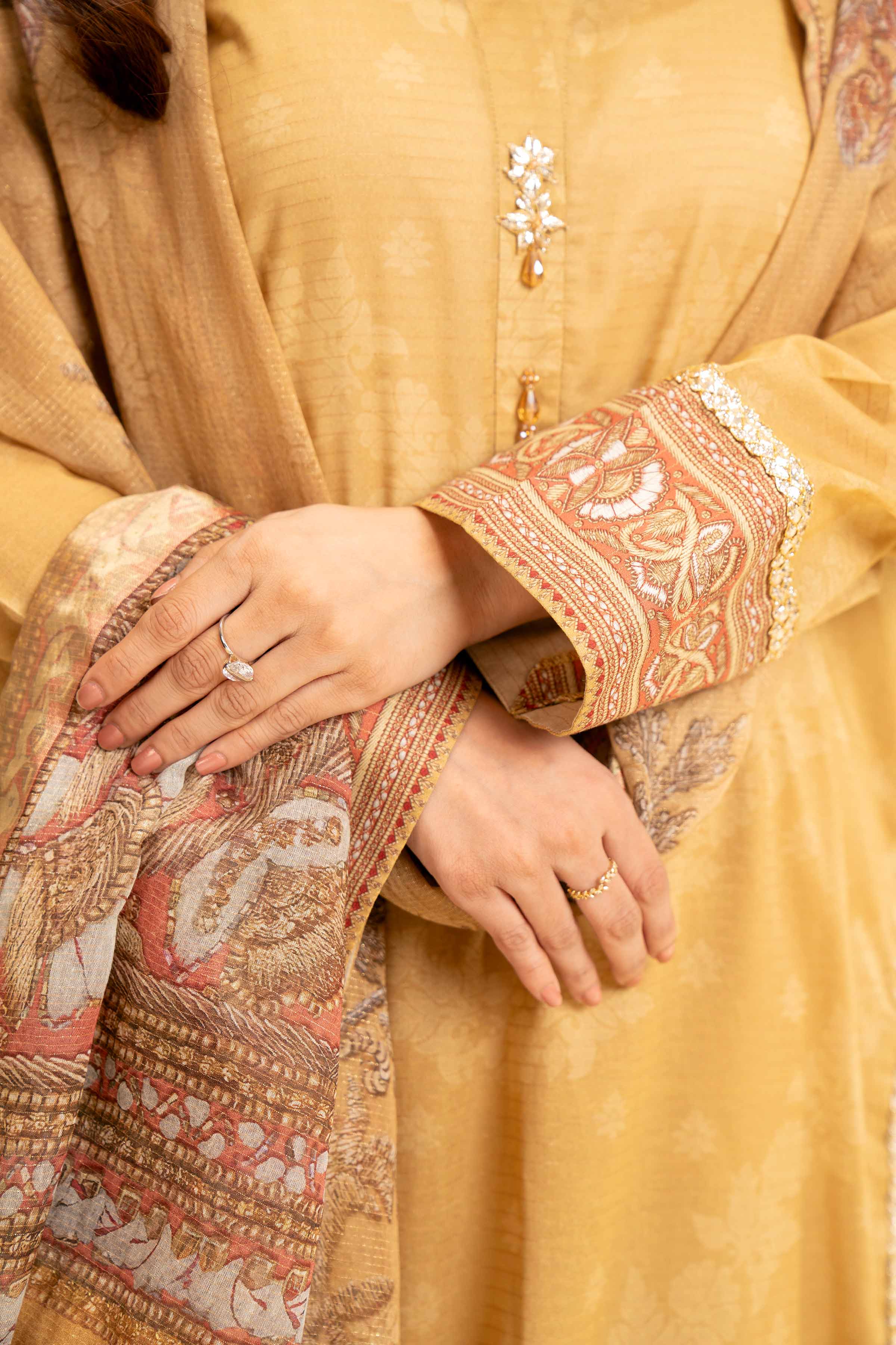3 Piece - Printed With Gotta Laces Suit - 42501448 for Women - Unstitched Collection | Nishat | Shop Online