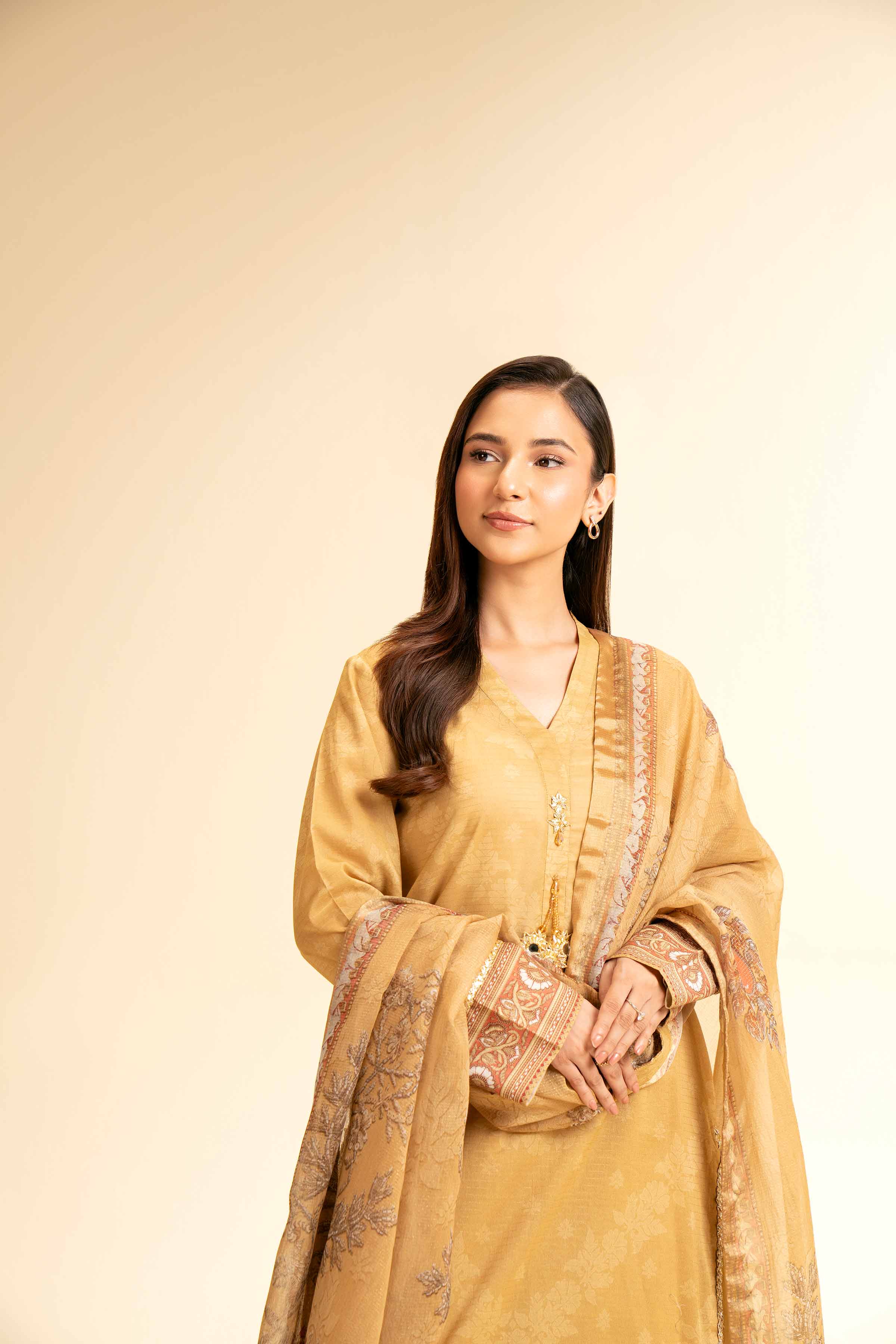 3 Piece - Printed With Gotta Laces Suit - 42501448 for Women - Unstitched Collection | Nishat | Shop Online