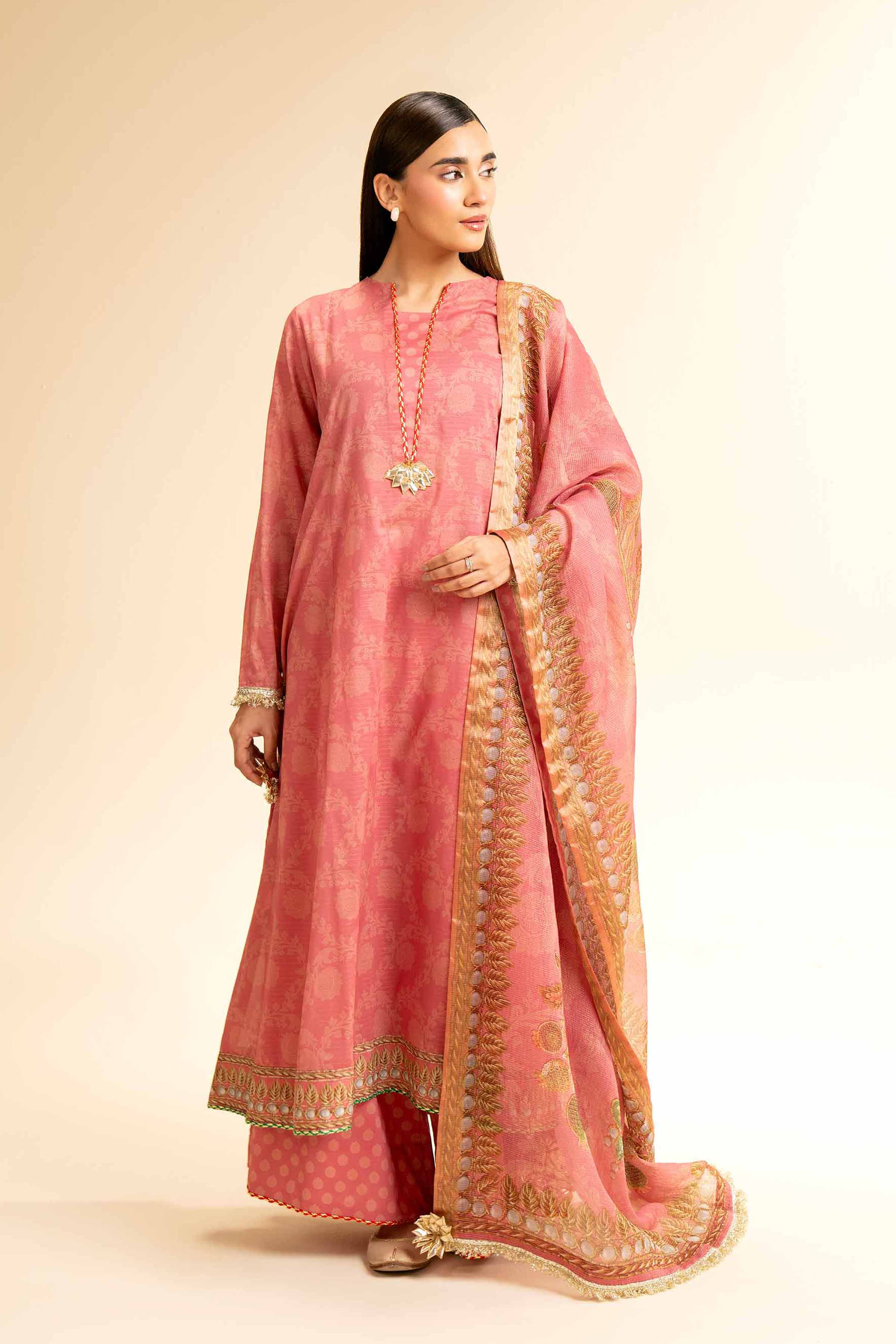 3 Piece - Printed With Gotta Laces Suit - 42501449 for Women - Unstitched Collection | Nishat | Shop Online