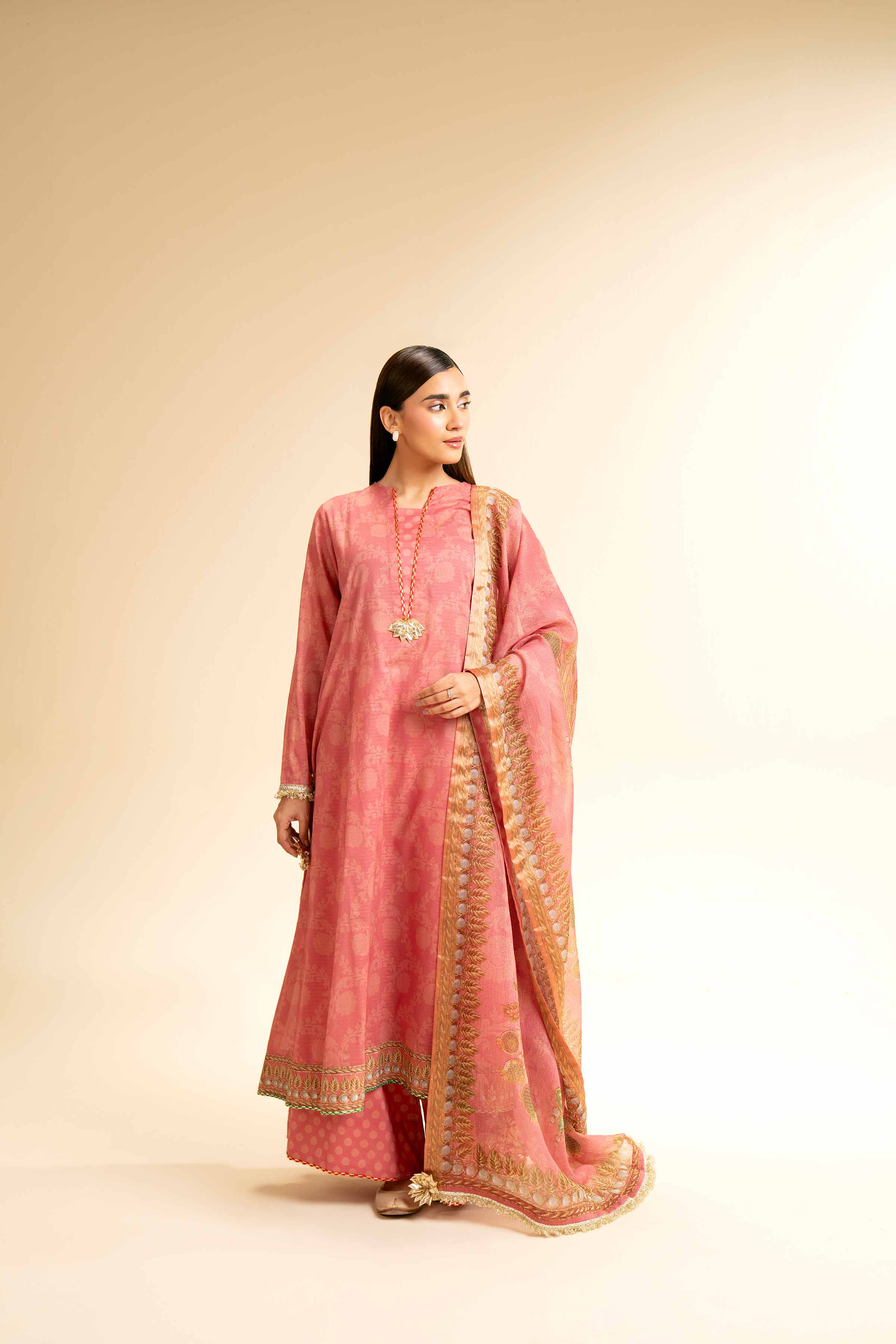 3 Piece - Printed With Gotta Laces Suit - 42501449 for Women - Unstitched Collection | Nishat | Shop Online
