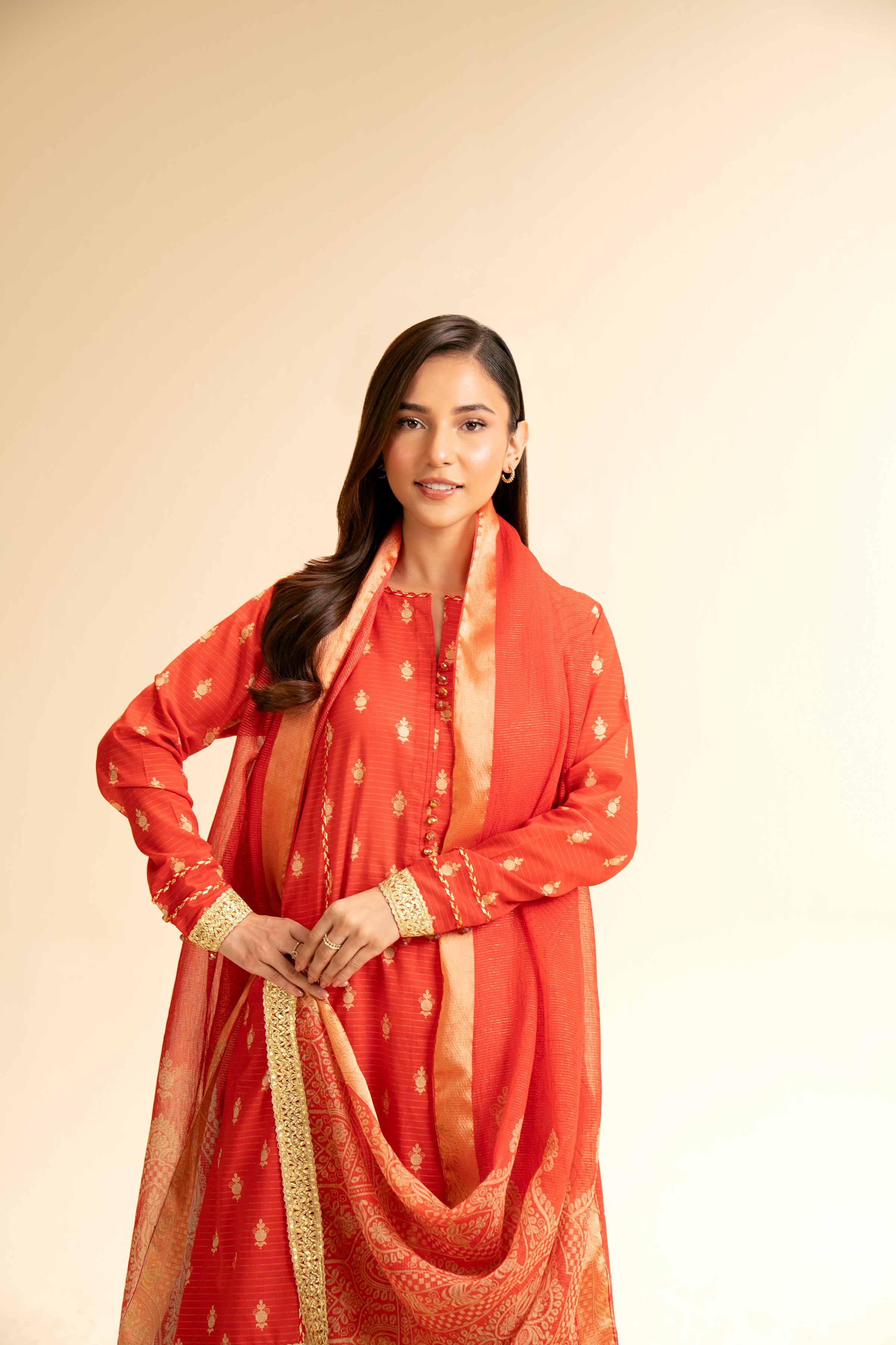 3 Piece - Printed With Gotta Laces Suit - 42501452 for Women - Unstitched Collection | Nishat | Shop Online