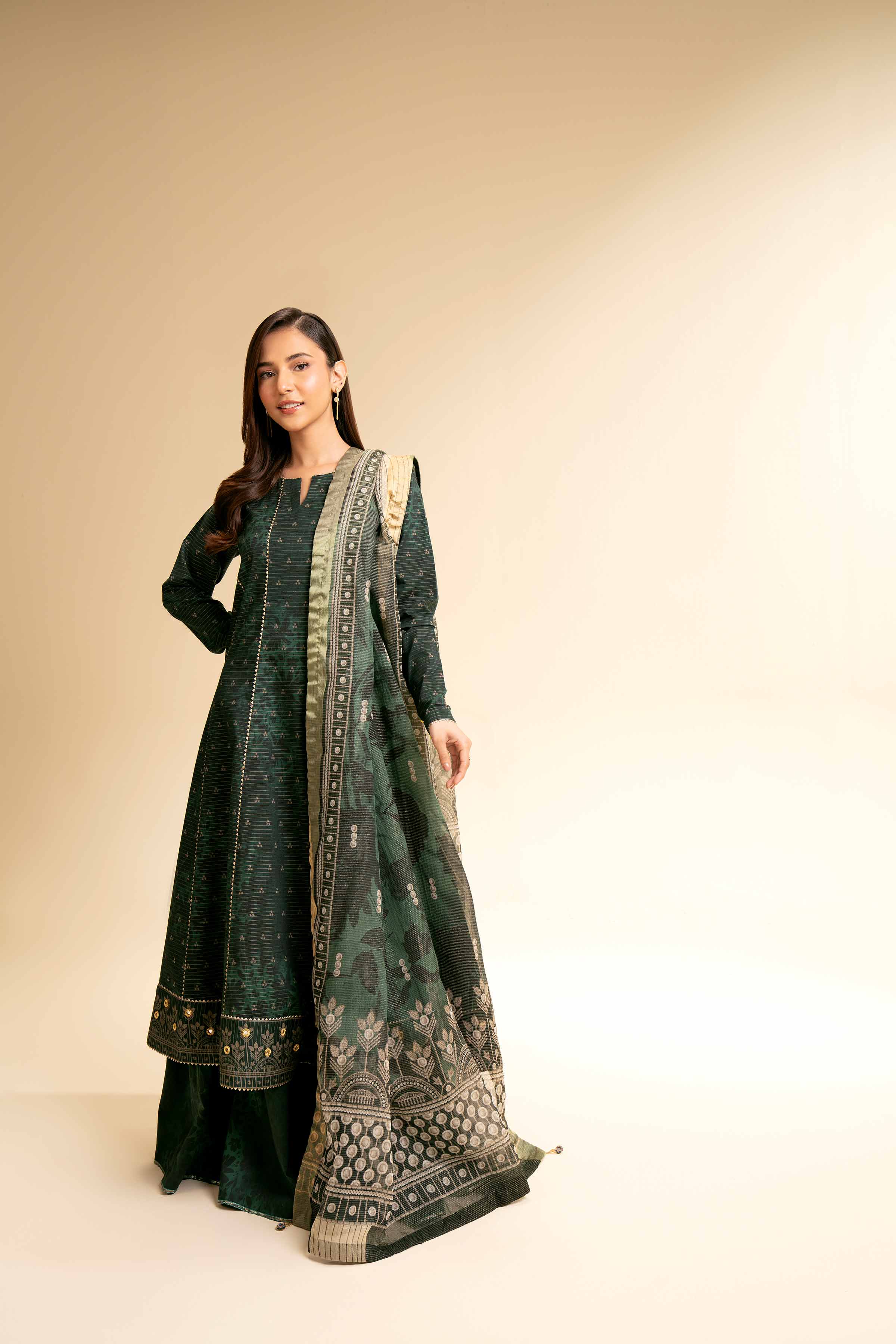 3 Piece - Printed With Gotta Laces Suit - 42501453 for Women - Unstitched Collection | Nishat | Shop Online
