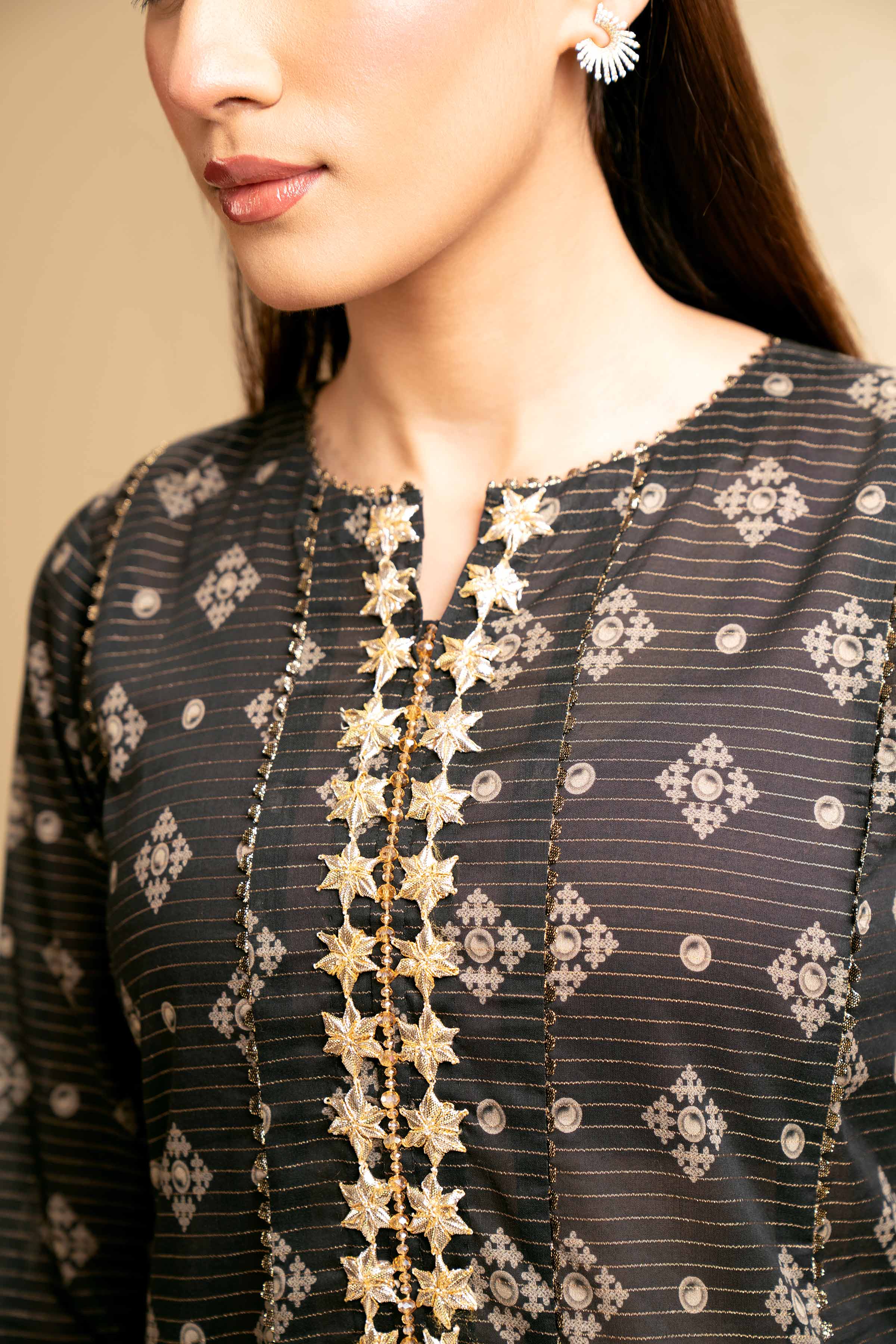 3 Piece - Printed With Gotta Laces Suit - 42501455 for Women - Unstitched Collection | Nishat | Shop Online