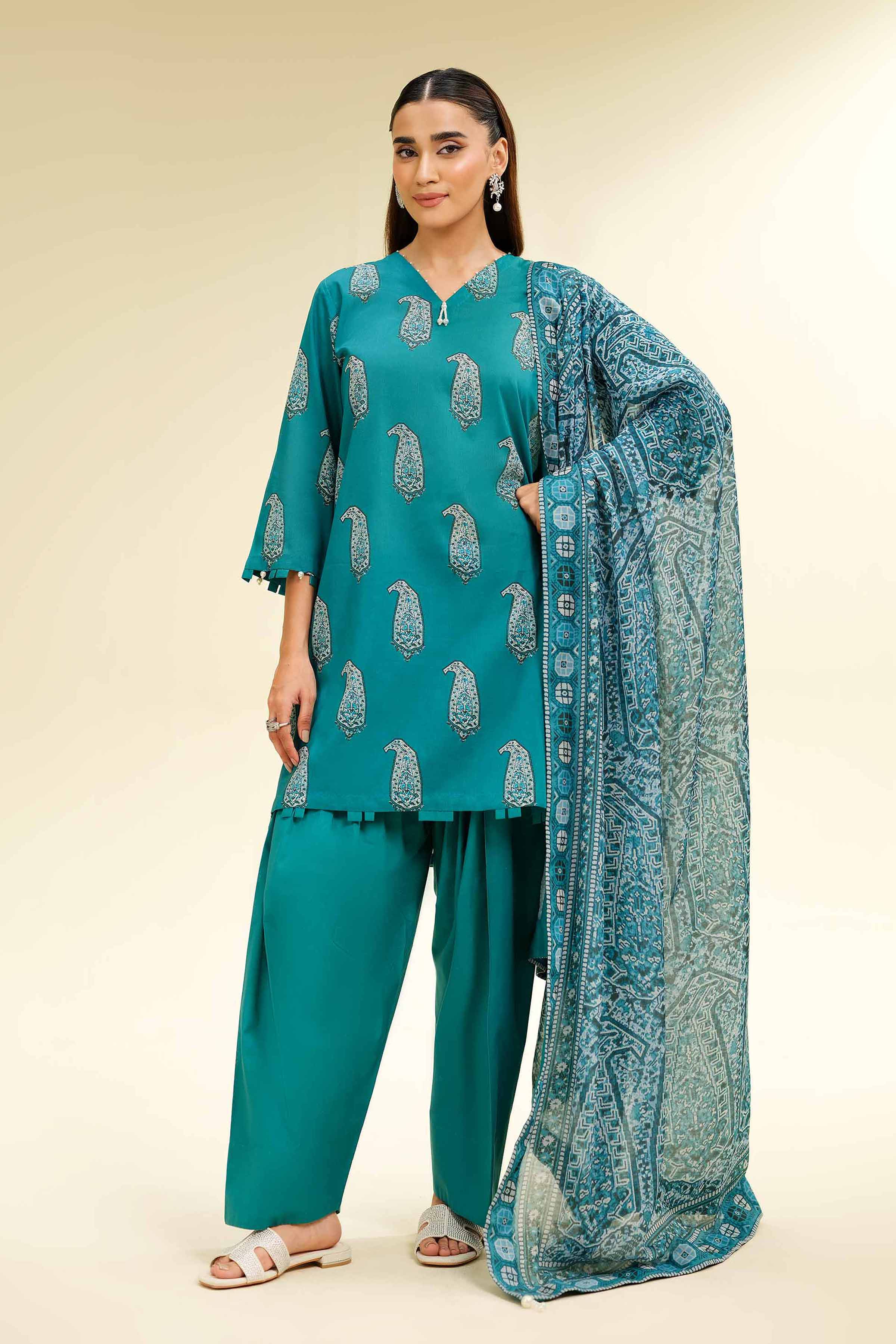 3 Piece - Printed Suit - 42501473 for Women - Unstitched Collection | Nishat | Shop Online