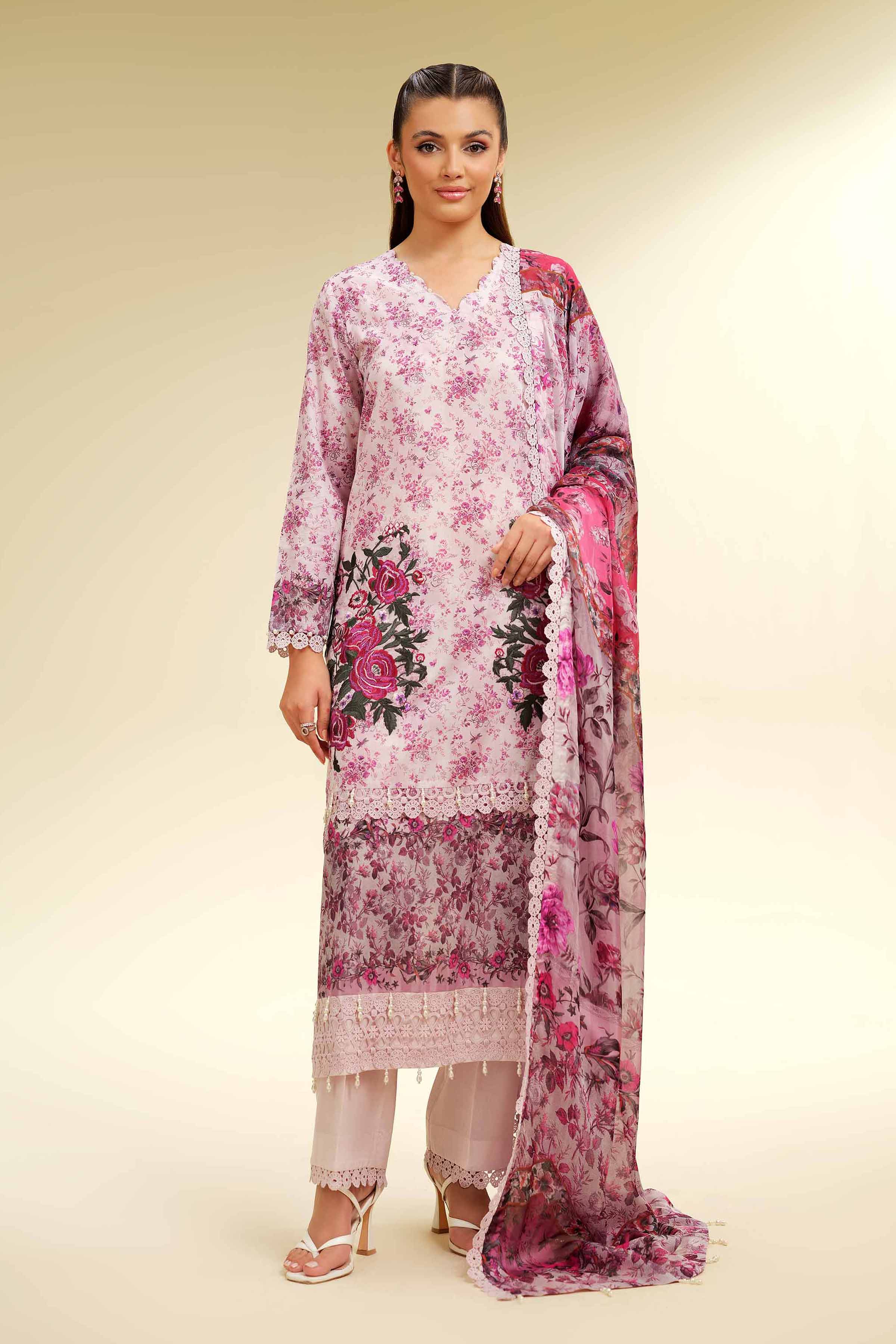 3 Piece - Digital Printed Embroidered Suit - 42501484 for Women - Unstitched Collection | Nishat | Shop Online