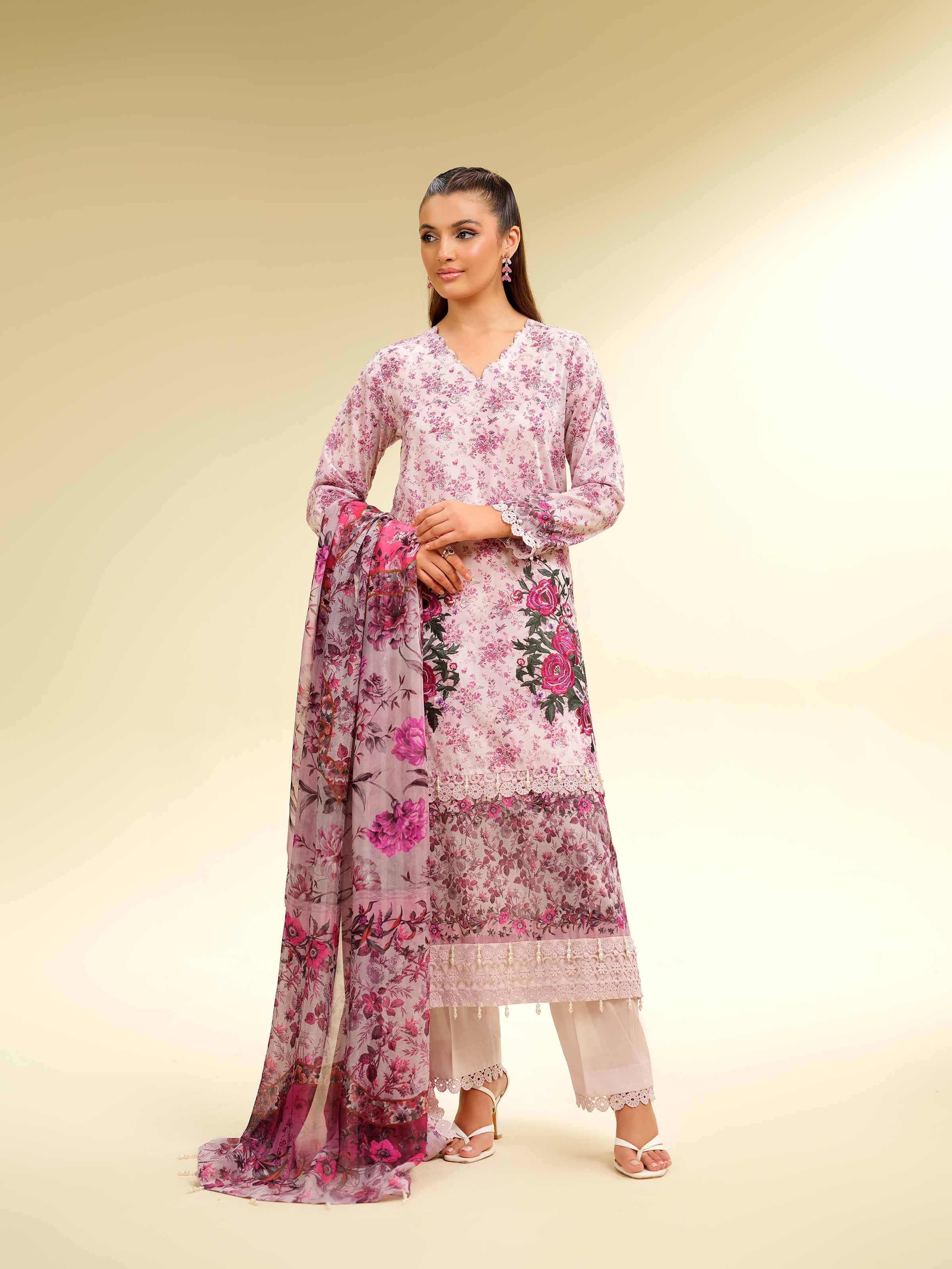 3 Piece - Digital Printed Embroidered Suit - 42501484 for Women - Unstitched Collection | Nishat | Shop Online