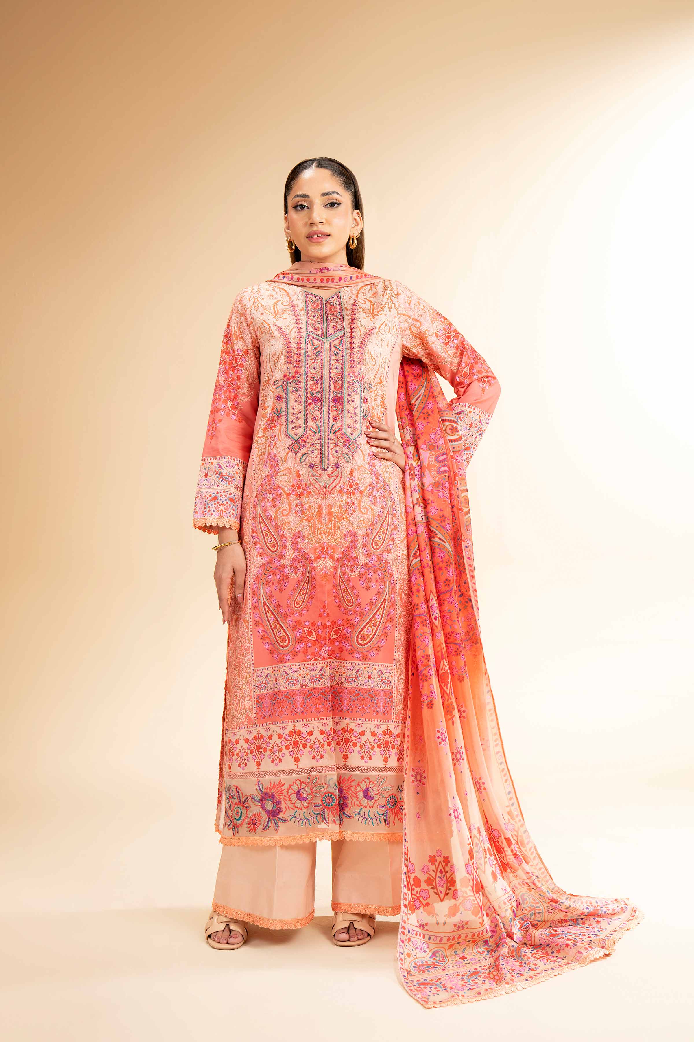 3 Piece - Digital Printed Embroidered Suit - 42501485 for Women - Unstitched Collection | Nishat | Shop Online