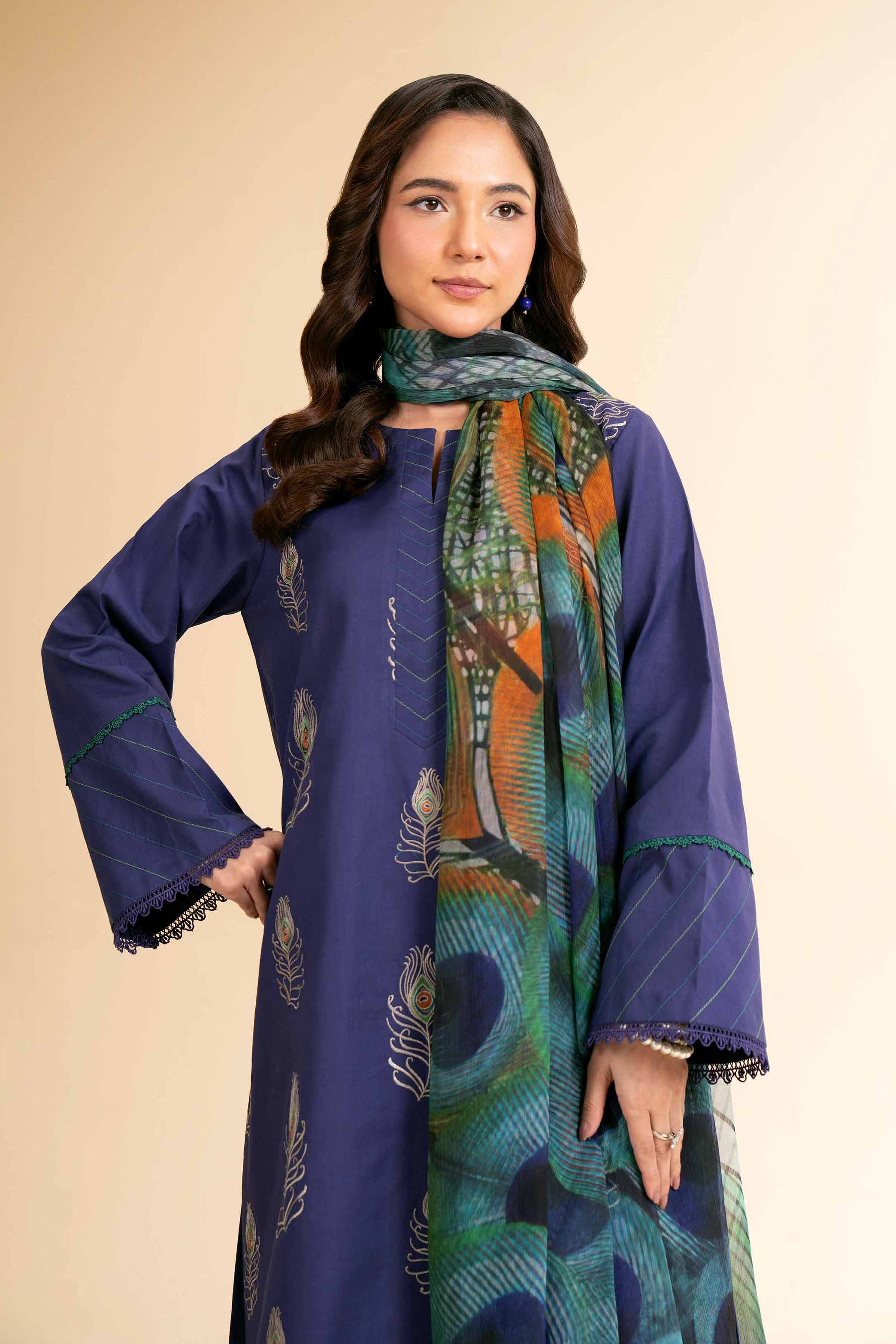 3 Piece - Digital Printed Embroidered Suit - 42501609 for Women - Unstitched Collection | Nishat | Shop Online