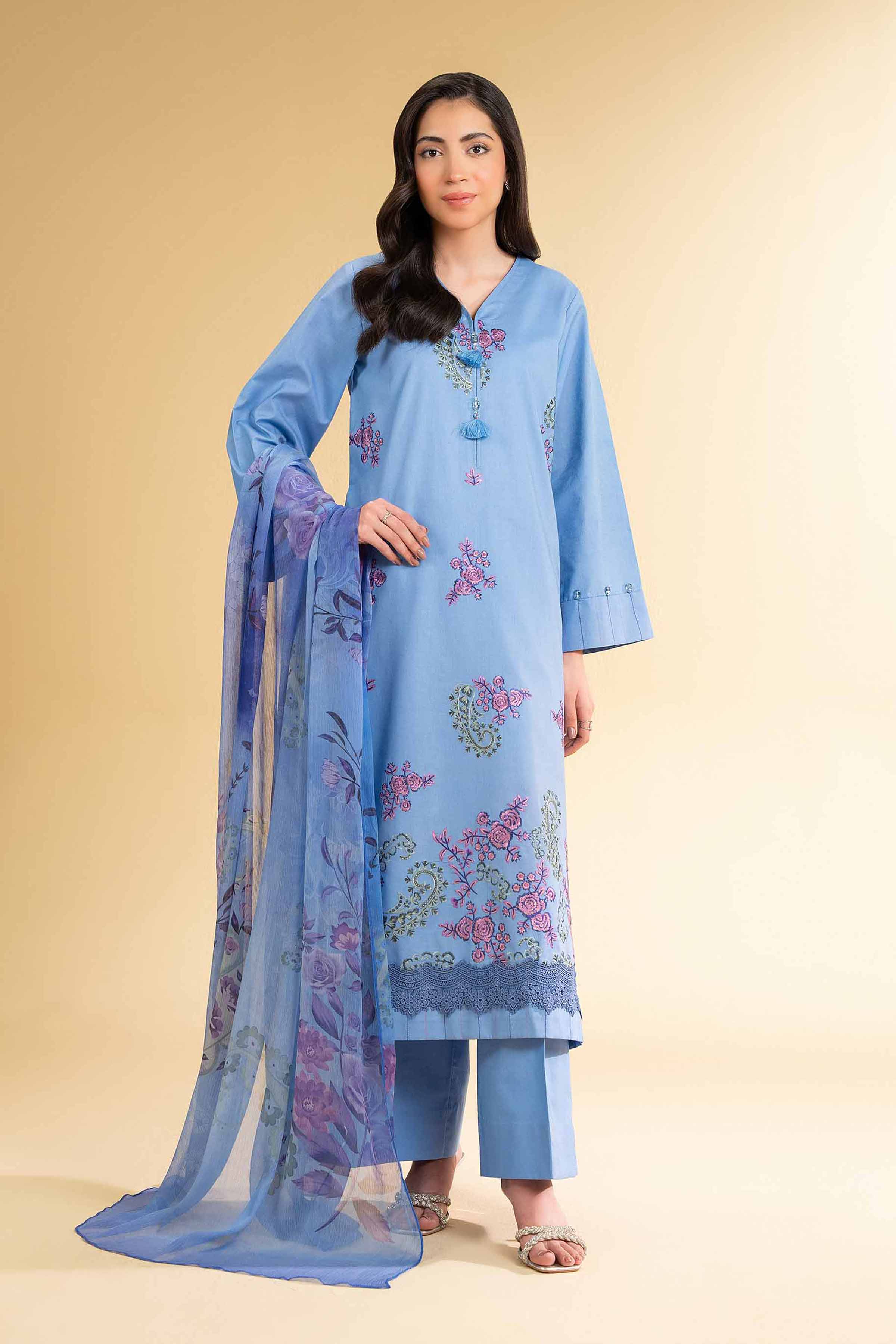 3 Piece - Digital Printed Embroidered Suit - 42501617 for Women - Unstitched Collection | Nishat | Shop Online