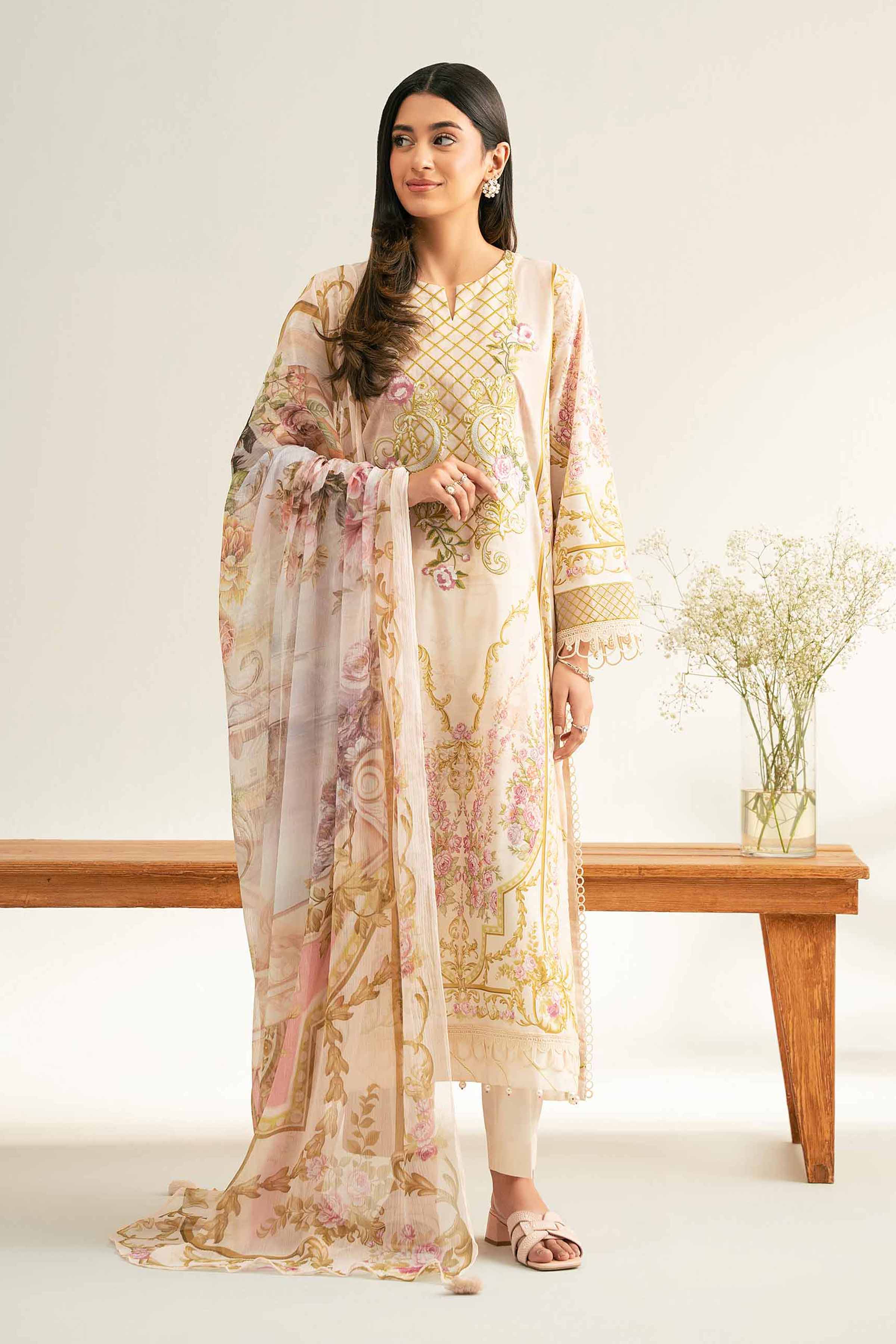 3 Piece - Digital Printed Embroidered Suit - 42501639 for Women - Unstitched Collection | Nishat | Shop Online