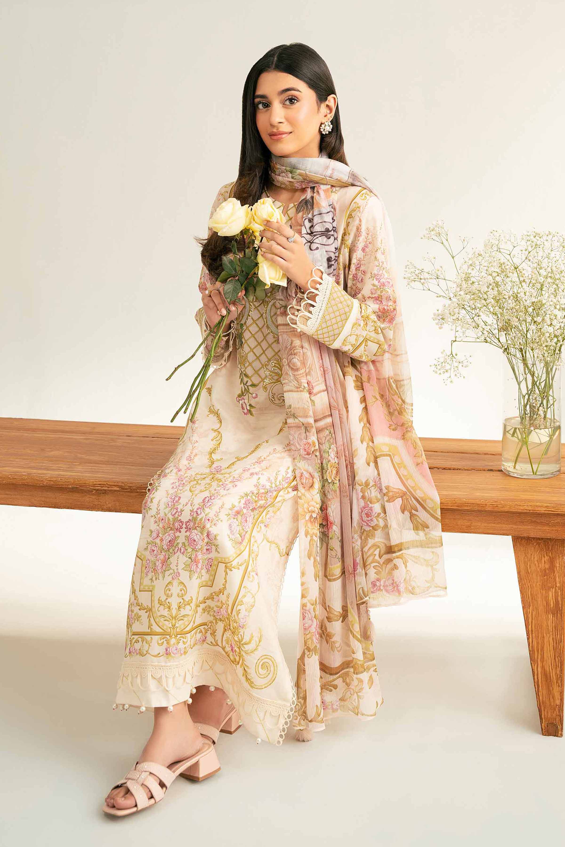 3 Piece - Digital Printed Embroidered Suit - 42501639 for Women - Unstitched Collection | Nishat | Shop Online