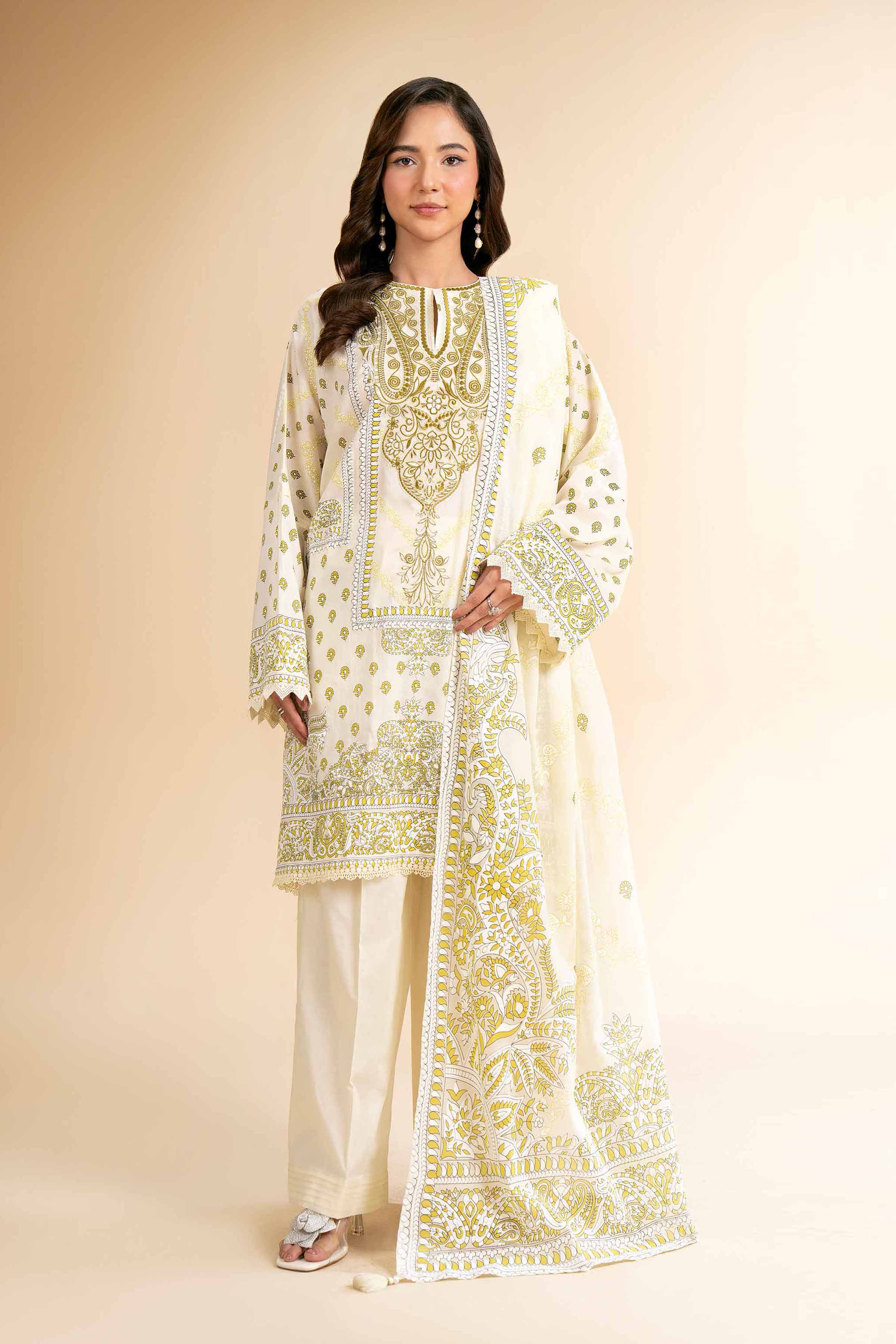 3 Piece - Flatbed Paste Embroidered Suit - 42501660 for Women - Unstitched Collection | Nishat | Shop Online