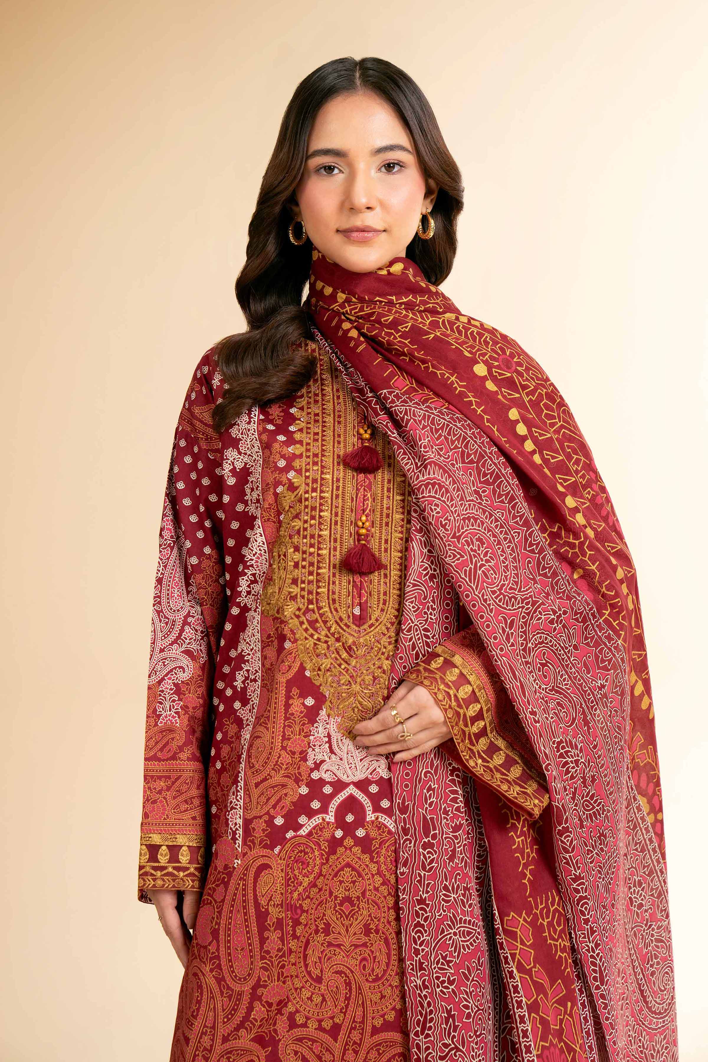 3 Piece - Flatbed Paste Embroidered Suit - 42501663 for Women - Unstitched Collection | Nishat | Shop Online