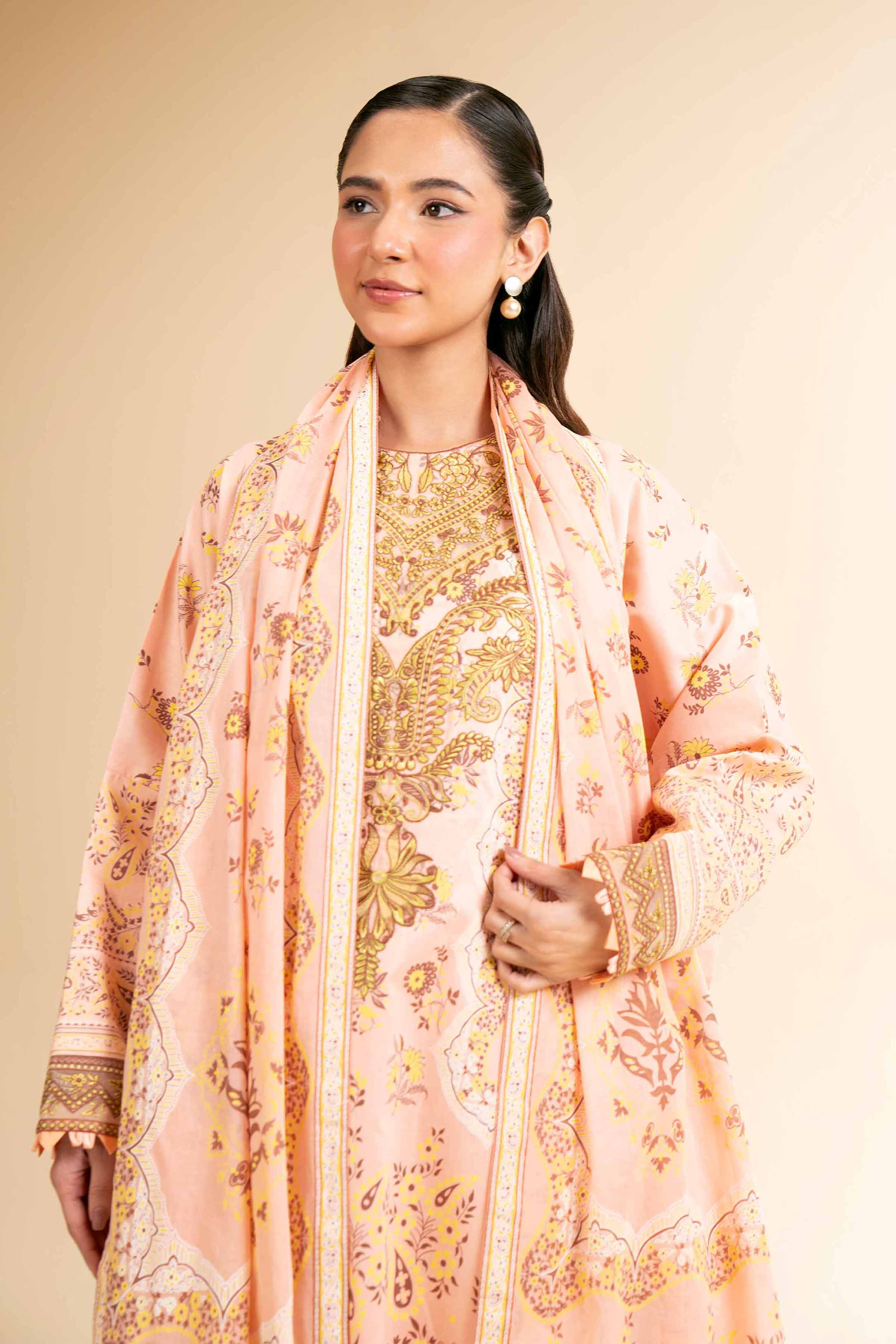 3 Piece - Flatbed Paste Embroidered Suit - 42501665 for Women - Unstitched Collection | Nishat | Shop Online