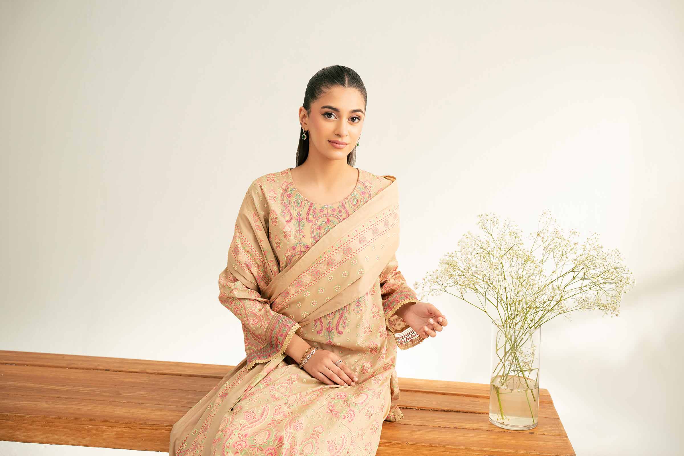 3 Piece - Flatbed Paste Embroidered Suit - 42501668 for Women - Unstitched Collection | Nishat | Shop Online