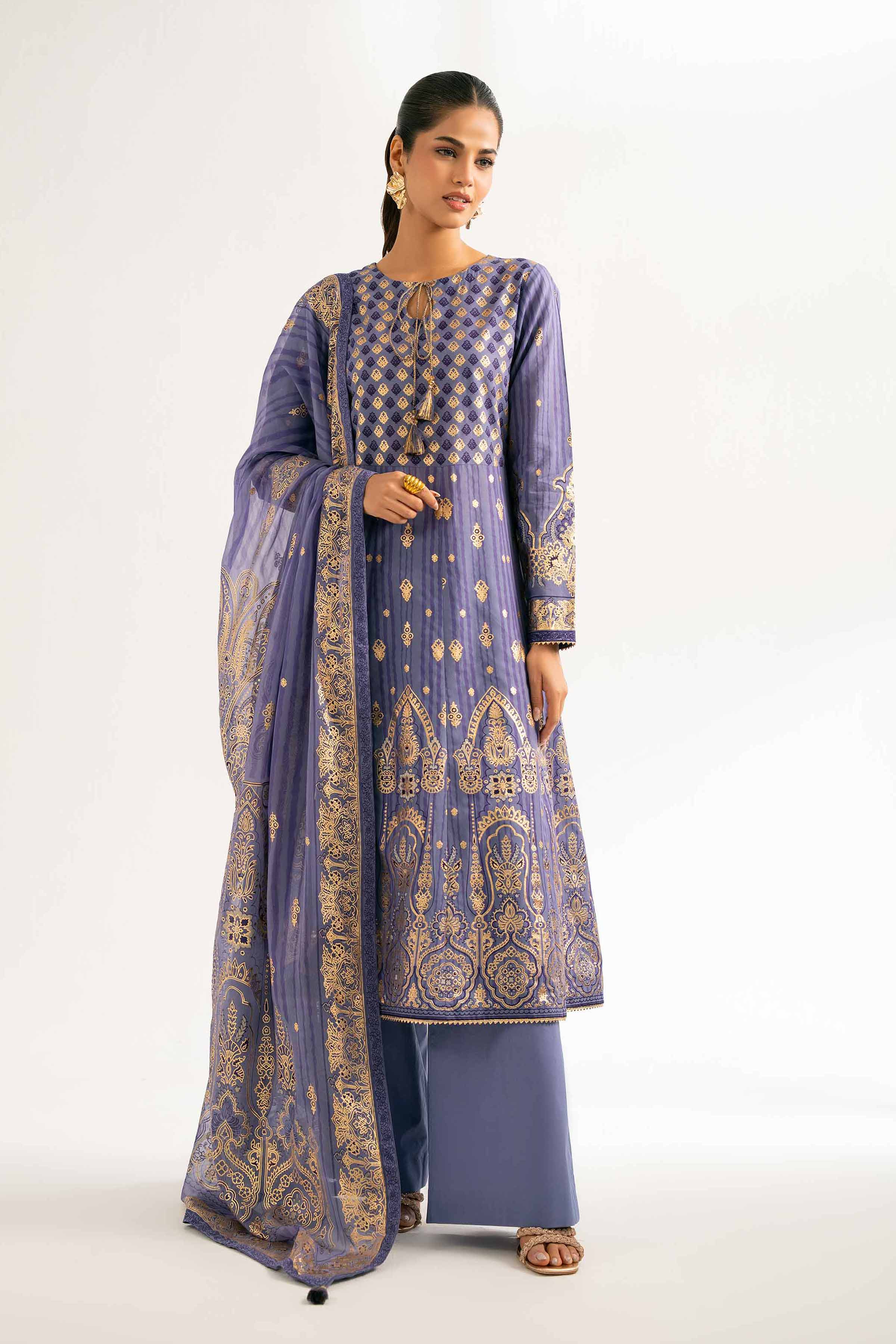 3 Piece - Foil Printed Suit - 42501908 for Women - Unstitched Collection | Nishat | Shop Online